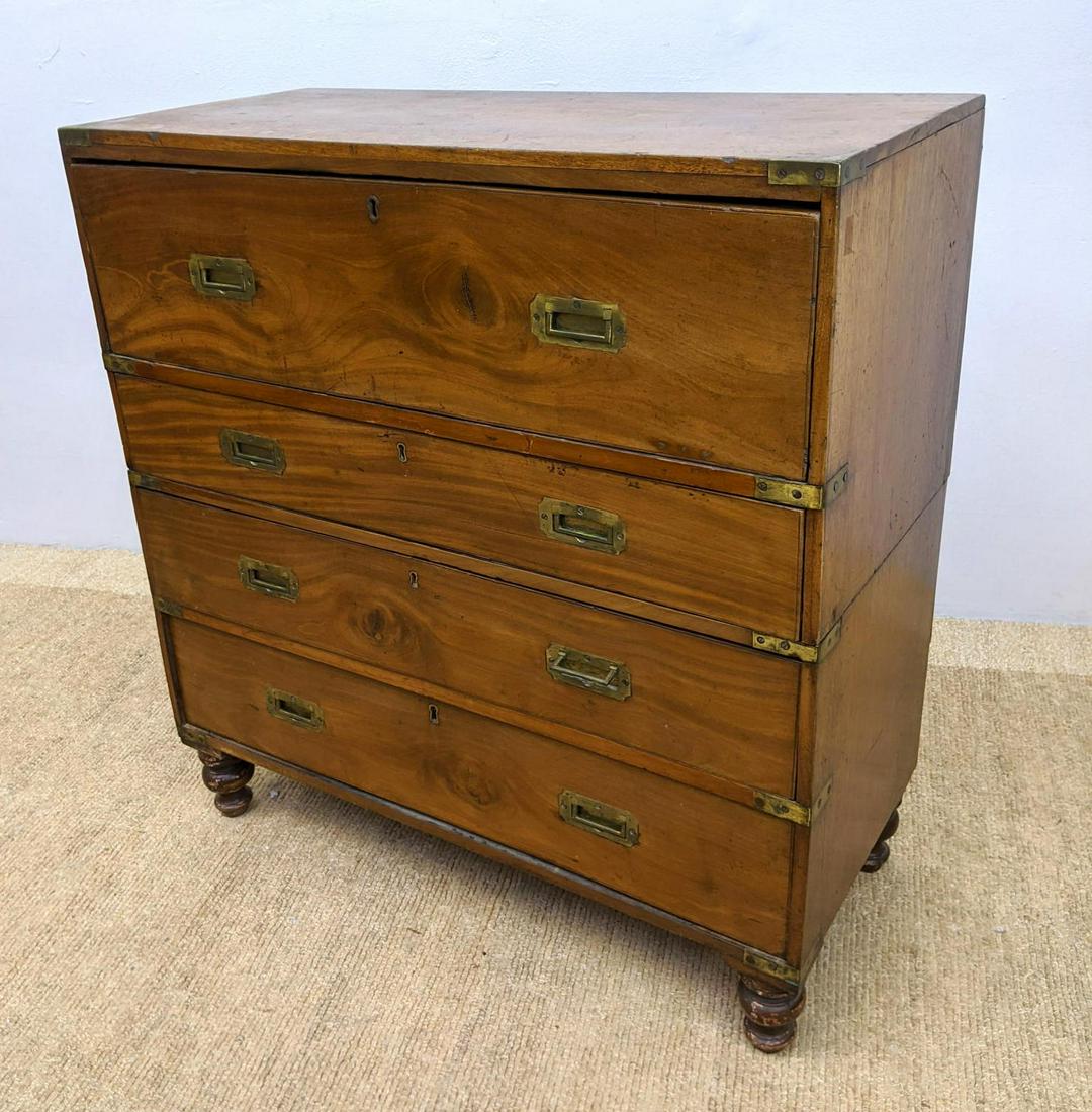 Antique Campaign Style Chest Desk.  Top drawer drops do (1 of 20)