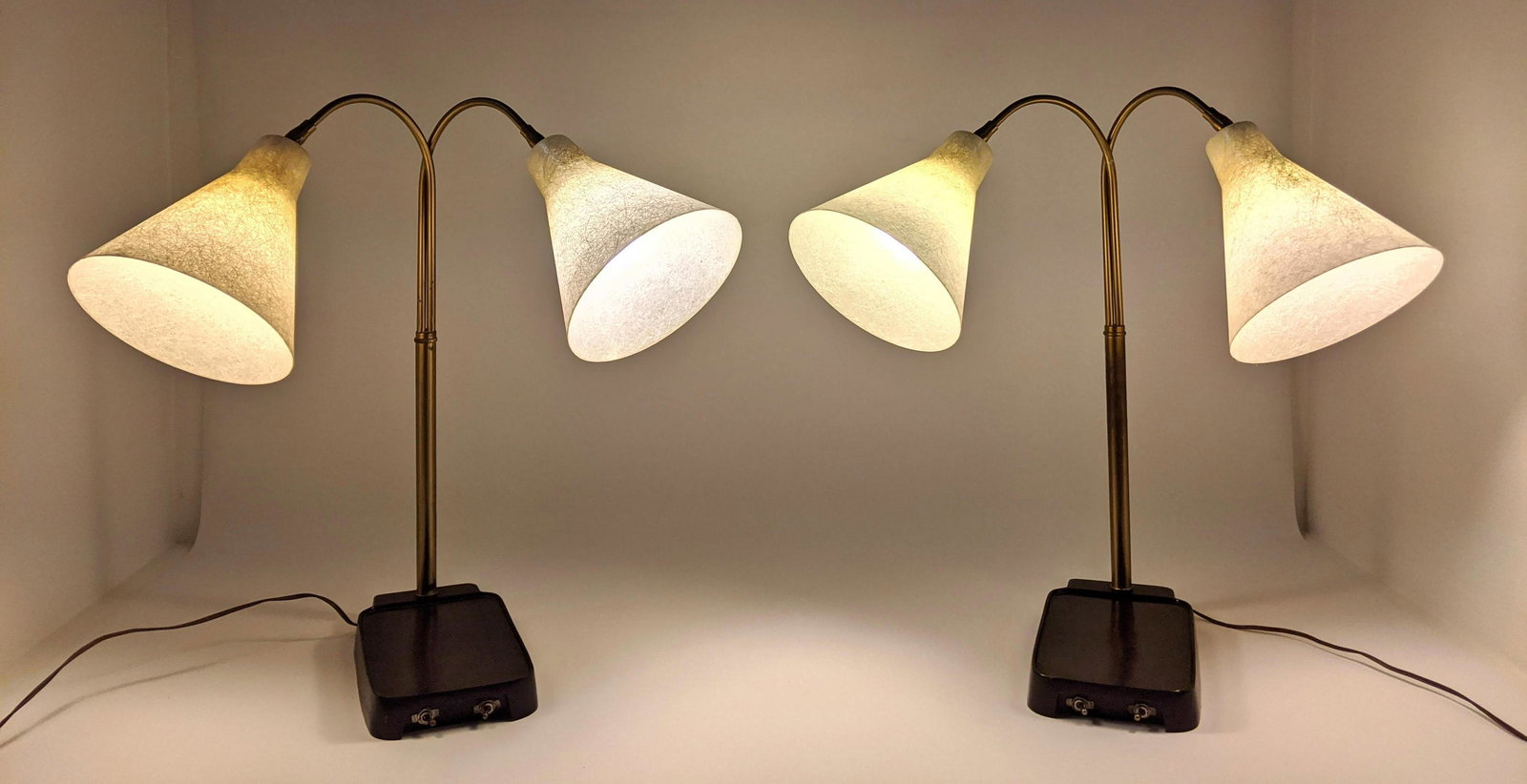 Pr Double Arm Table Desk Lamps. Bankers Lamps. Modernis (1 of 19)