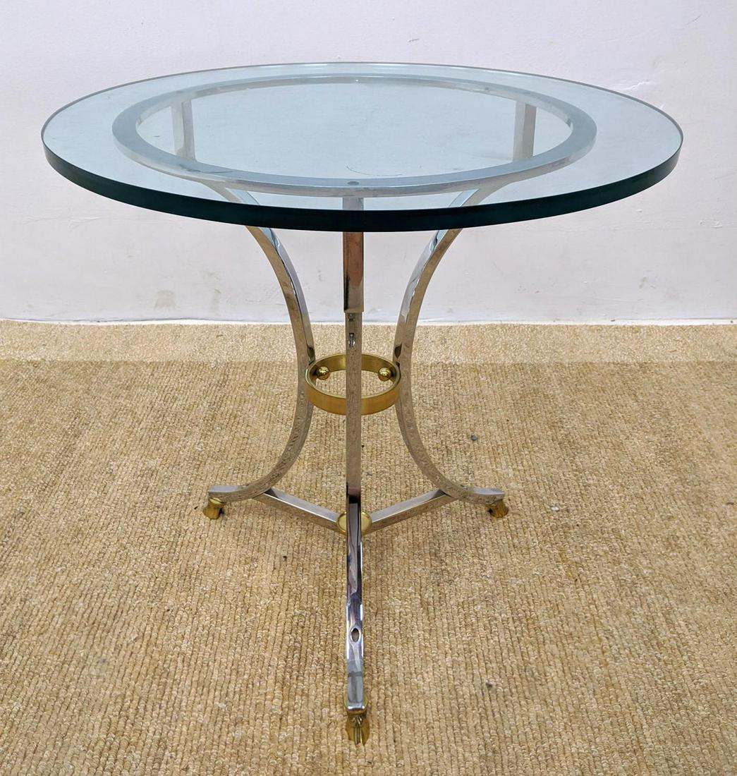 Regency style Chrome Brass Glass Top Side Table. Brass (1 of 8)