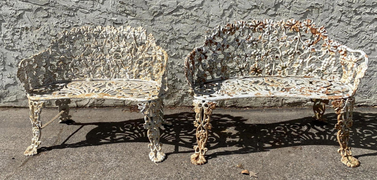 2pc Cast Iron Floral Outdoor Garden Love Seats. Benches (1 of 8)