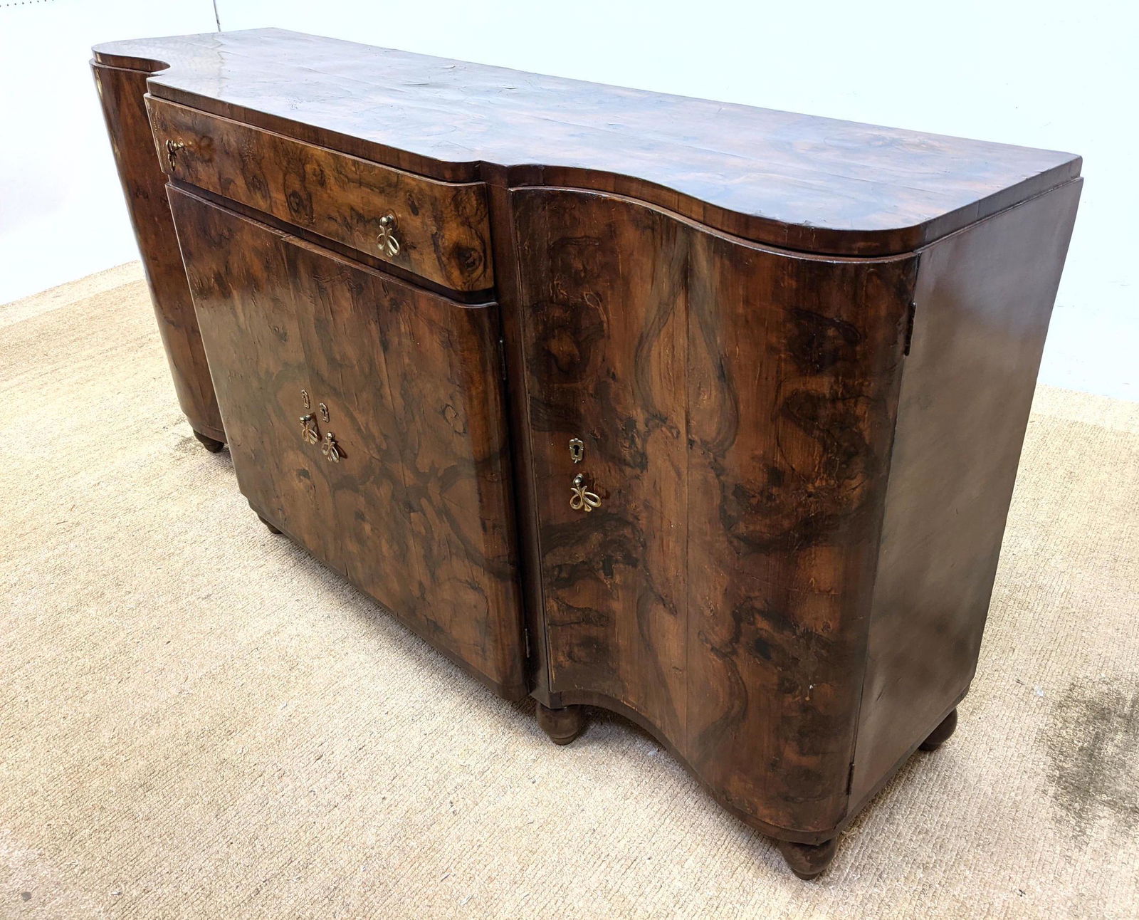 Art Deco Style Sideboard Credenza Cabinet. Burl. (1 of 18)