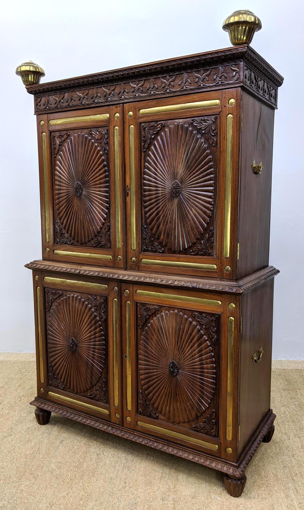 2 Part Linen Press Cabinet.  Four doors with sunburst c (1 of 20)