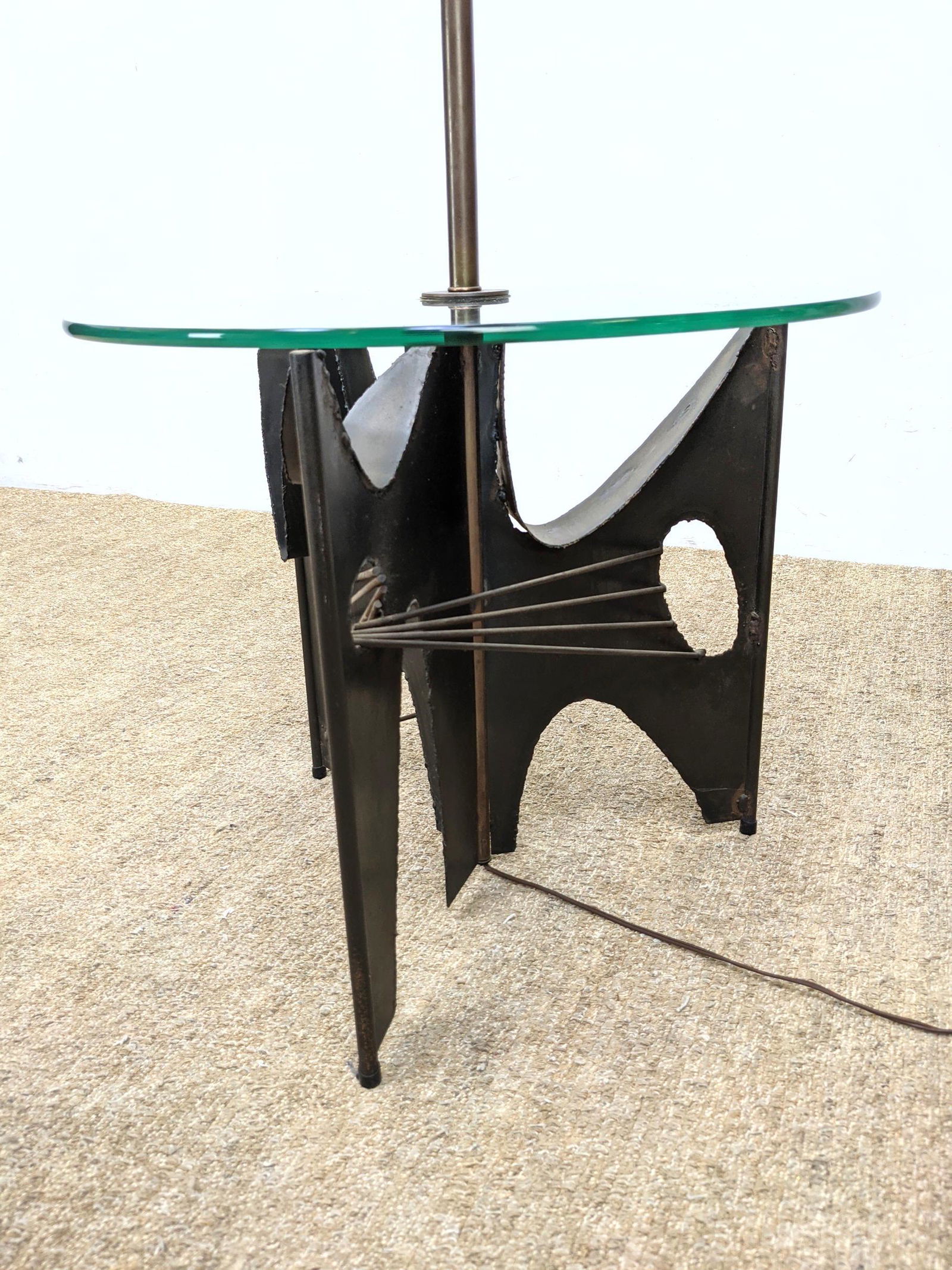 HARRY BALMER for LAUREL Lamp Table. Iron base: HARRY BALMER for LAUREL Paul Evans Inspired Lamp Table. Welded Iron base. Manufactured by Laurel.-- Dimensions: H: 53 inches: W: 22 inches: D: 22 inches ---
