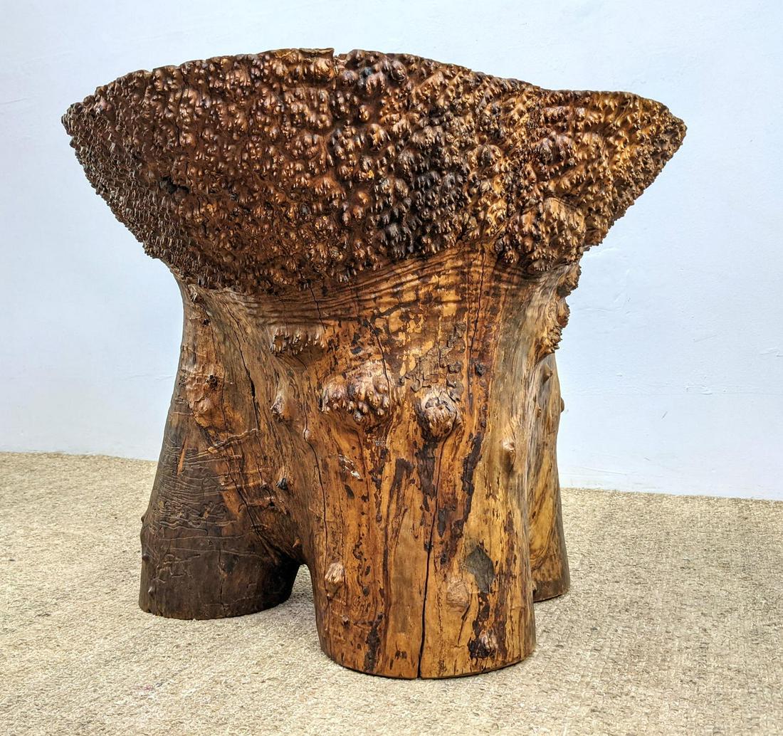 Multiple Use Natural Burl wood Table. Occasional Table: Multiple Use Natural Burl wood Table. Occasional Table without base. Table With Base, Or Table with base and Glass Top for Dining Table. With base and glass piece measures 26 high, 45 diameter-- Dimen