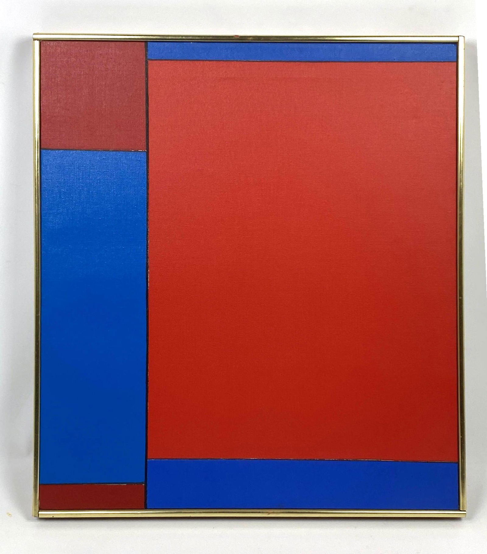 LUDWIG SANDER "Sioux III" 1971 American Modernist Abstr: LUDWIG SANDER "Sioux III" 1971 American Modernist Abstract Painting. Red and Blue Palette. LSE #34. "Sioux III" 1971. Signed on reverse Sander 71-- Dimensions: H: 22 inches: W: 20 inches ---