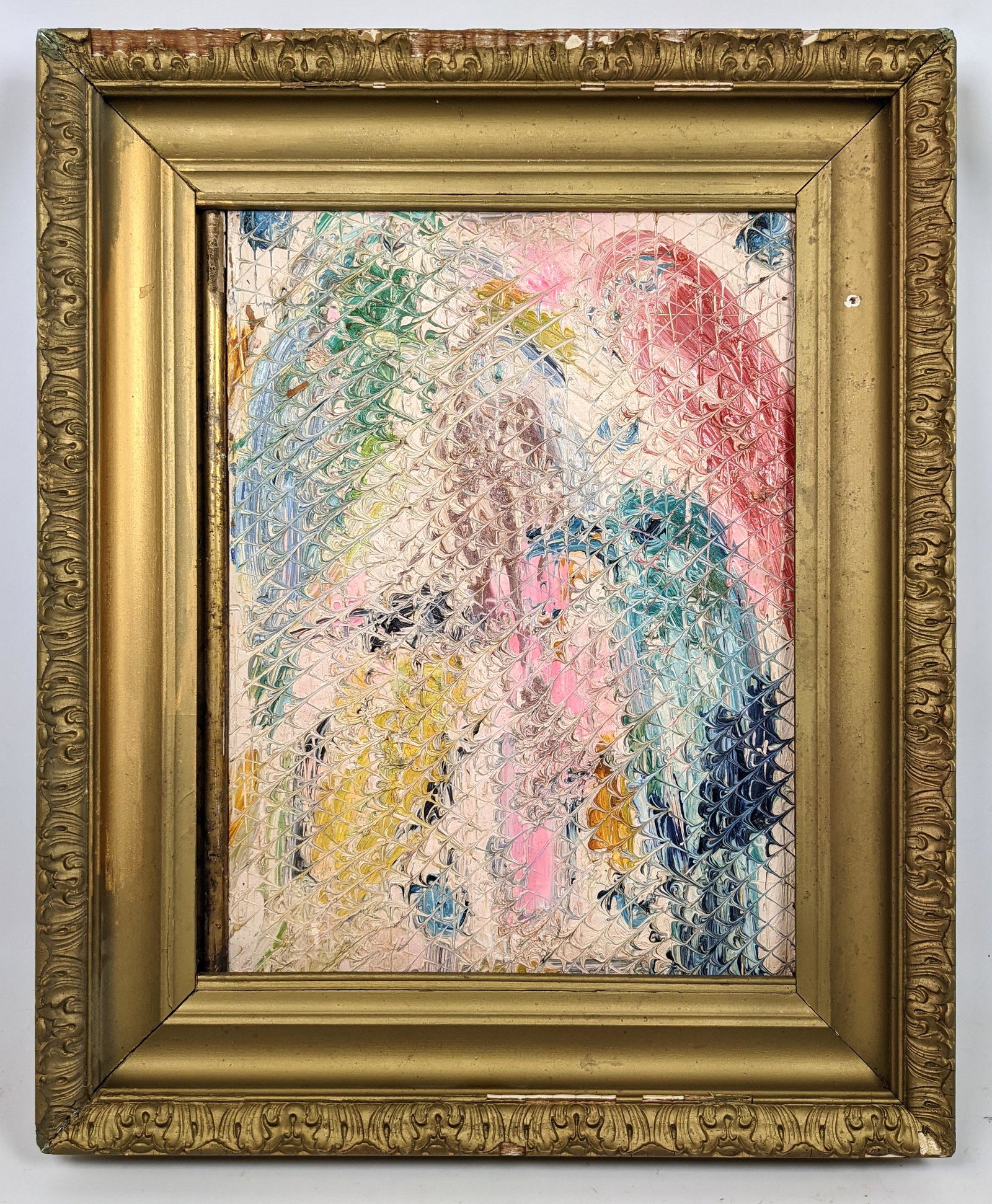 HUNT SLONEM Painting On Board. 1996. Thick Impasto Pain: HUNT SLONEM Painting On Board. 1996. Thick Impasto Painting of Birds. Signed on reverse.-- Dimensions: Image Size: H: 13.25 inches: W: 19 inches -- FRAME SIZE: Frame Height 24 inches - Frame Width 19.