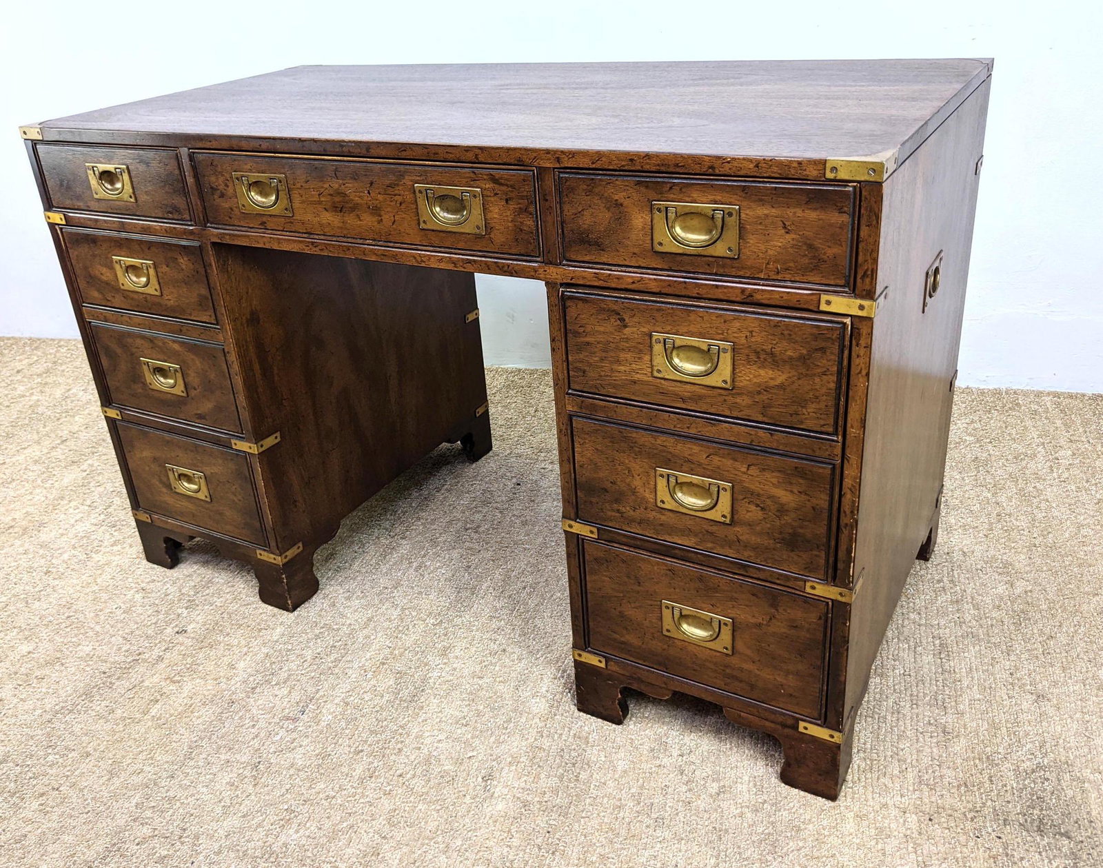 Campaign Style Writing Desk with recessed pulls.: Campaign Style Writing Desk with recessed pulls. -- Dimensions: H: 30 inches: W: 48 inches: D: 24 inches ---