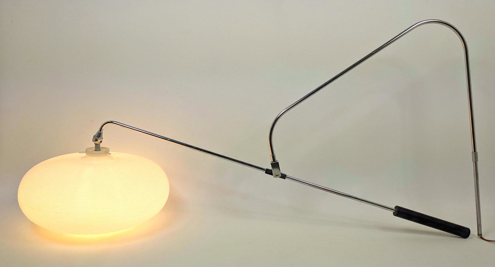 Mid Century Modern Counter Balance Wall Mount Lamp Scon: Mid Century Modern Counter Balance Wall Mount Lamp Sconce. Plastic shade.-- Dimensions: H: 23 inches: W: 40 inches: D: 13 inches ---