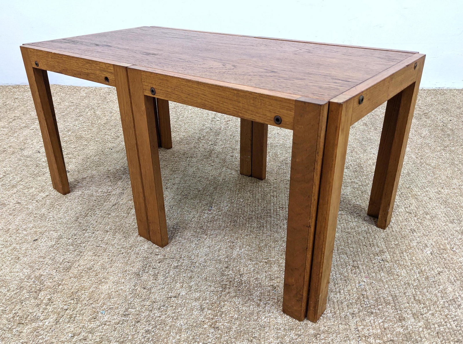 3pc set Danish Modern Coffee Table with small nesting t: 3pc set Danish Modern Coffee Table with small nesting tables. . Pr Nesting Small Tables. -- Dimensions: H: 17 inches: W: 35 inches: D: 18 inches ---