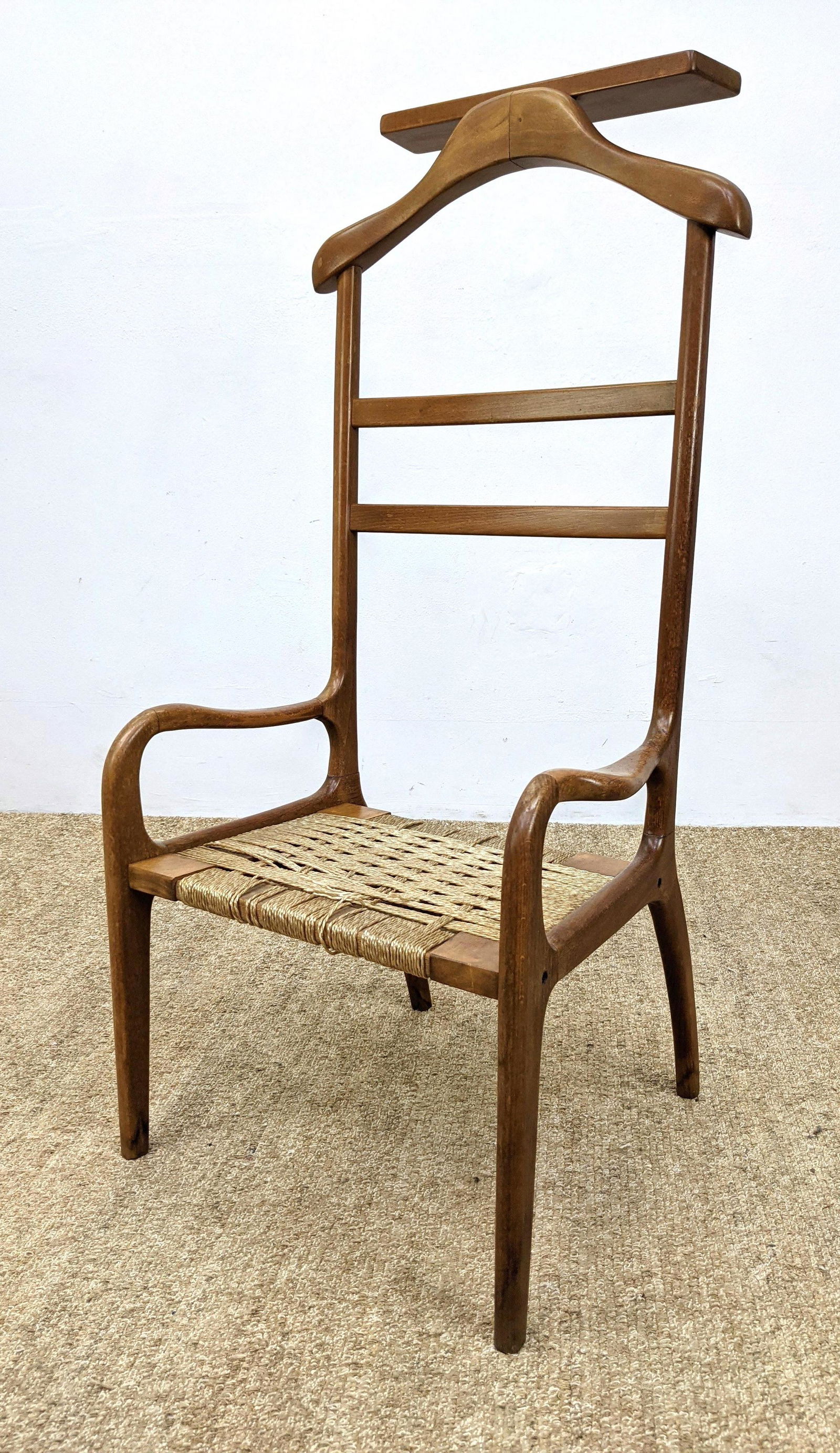 Modern Valet Dressing Stand Chair. Woven rush seat.: Modern Valet Dressing Stand Chair. Woven rush seat.-- Dimensions: H: 44 inches: W: 22 inches: D: 18 inches ---
