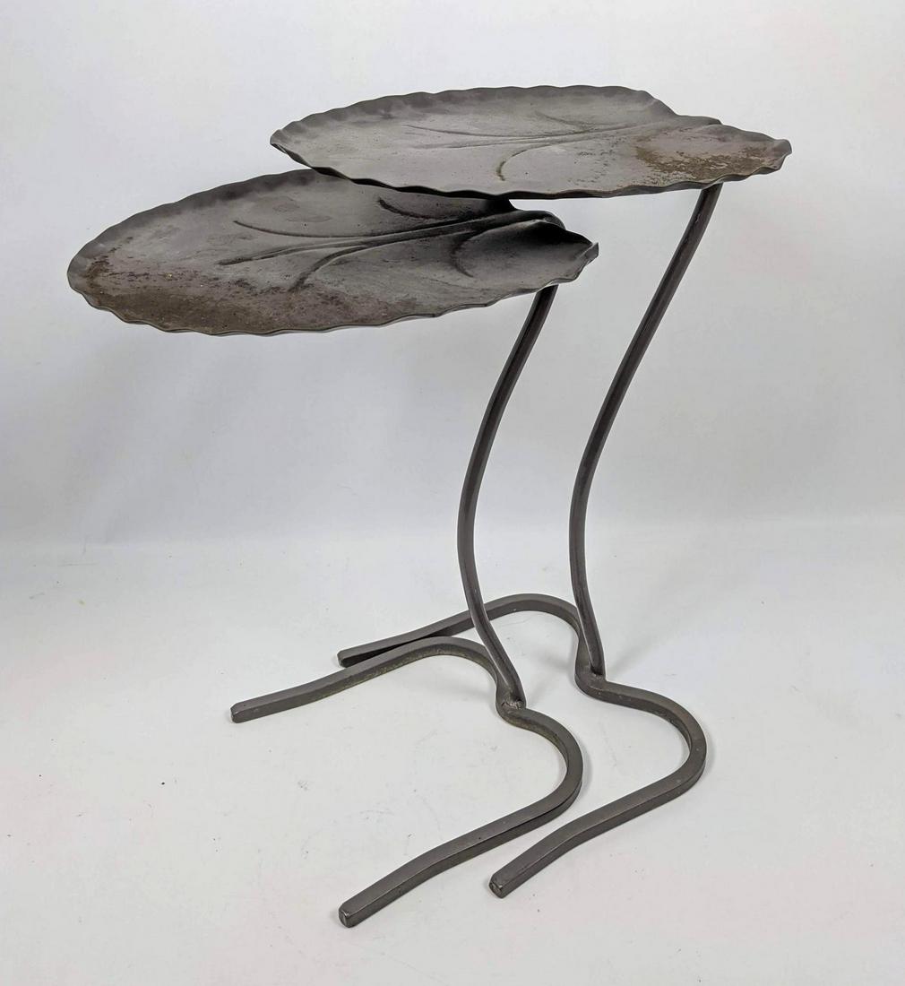 Pr TEMPESTINI for SALTERINI Nesting Leaf Iron Tables. O: Pr TEMPESTINI for SALTERINI Nesting Leaf Iron Tables. Outdoor. Patio. Garden. -- Dimensions: H: 20.5 inches: W: 11.5 inches: D: 137 inches ---