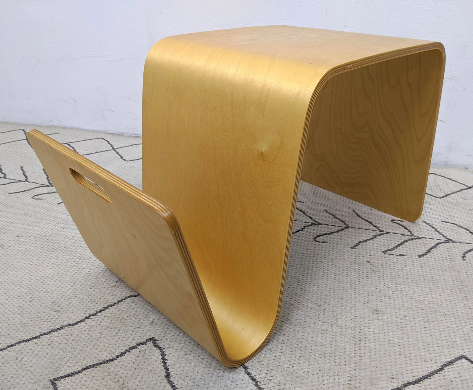 Molded Birch Plywood Side Table Magazine Rack.: Molded Birch Plywood Side Table Magazine Rack.-- Dimensions: H: 16 inches: W: 25.5 inches: D: 14 inches ---