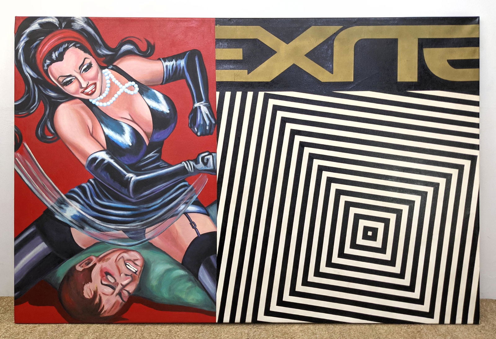 Large PULP POP ART Oil Painting on Canvas. Babe with Pe (1 of 13)