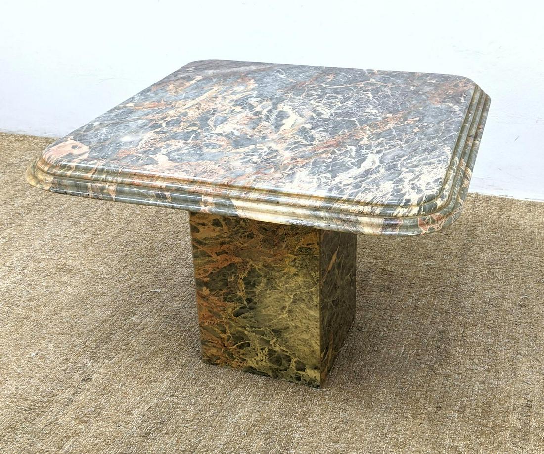 Figured Stone Square Side End Table. Square Column Pede (1 of 11)