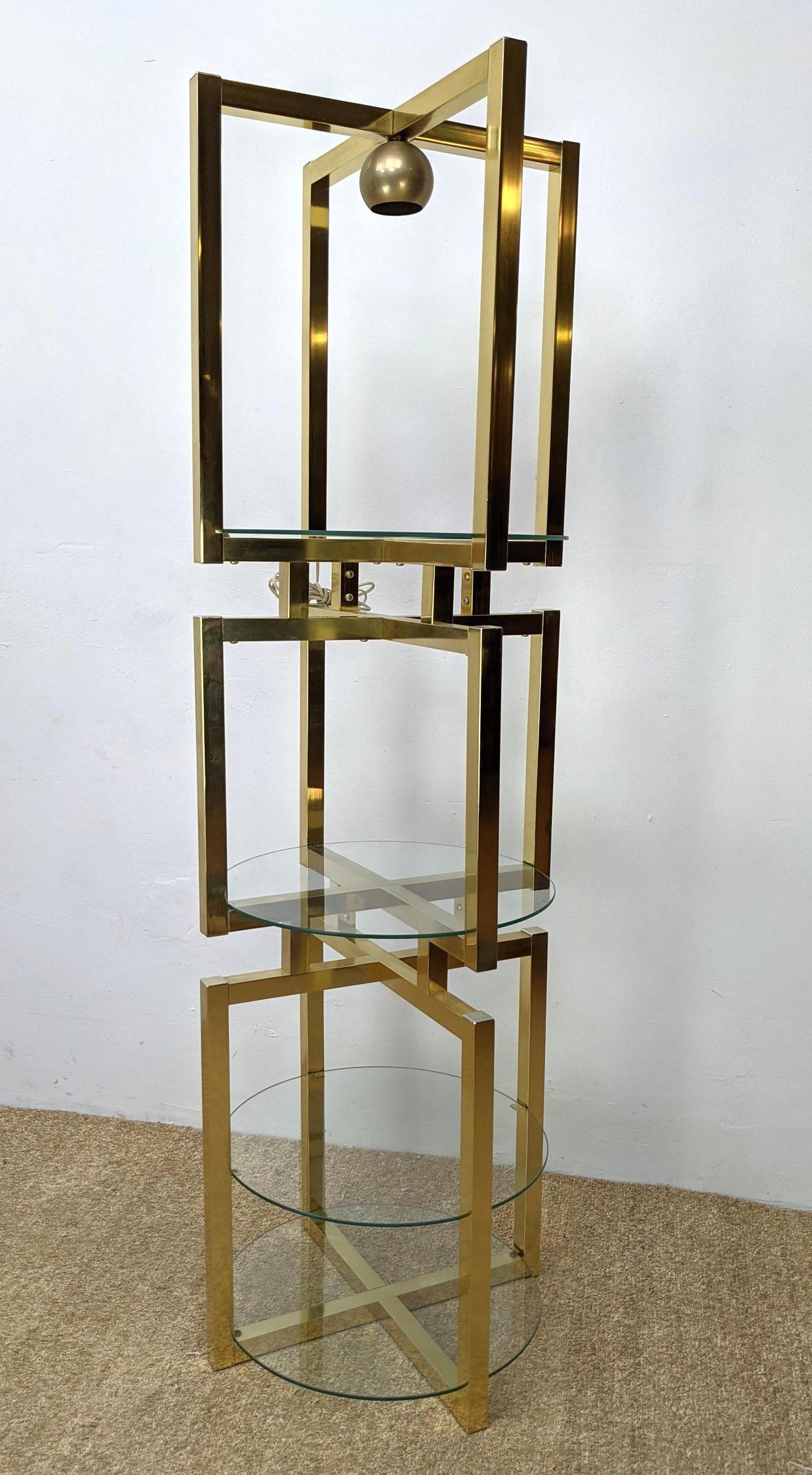 Modernist Gold Tone & Glass Column Form Etagere Display (1 of 10)