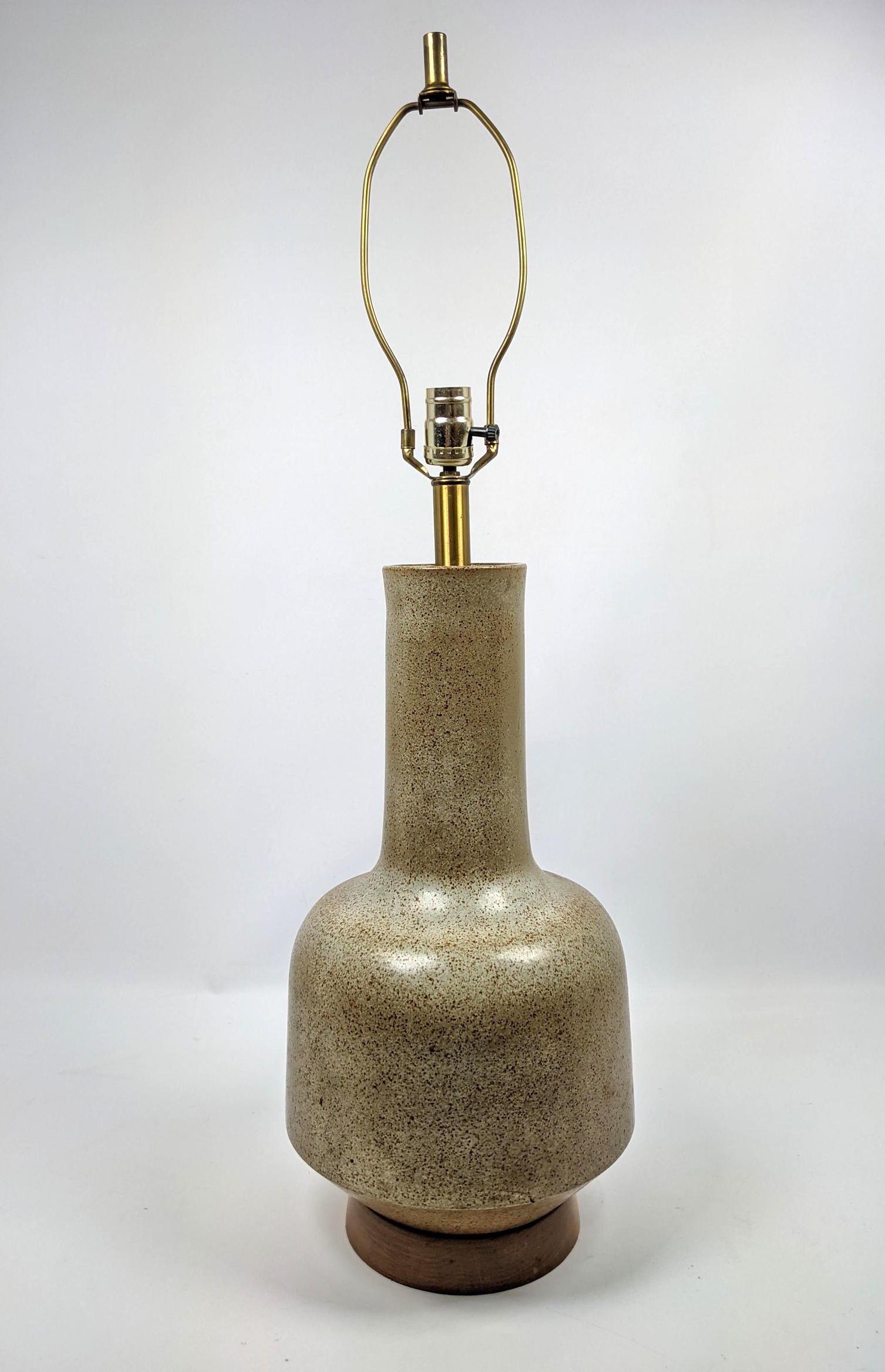 Modernist Long Necked Art Pottery Table Lamp. Speckled (1 of 11)