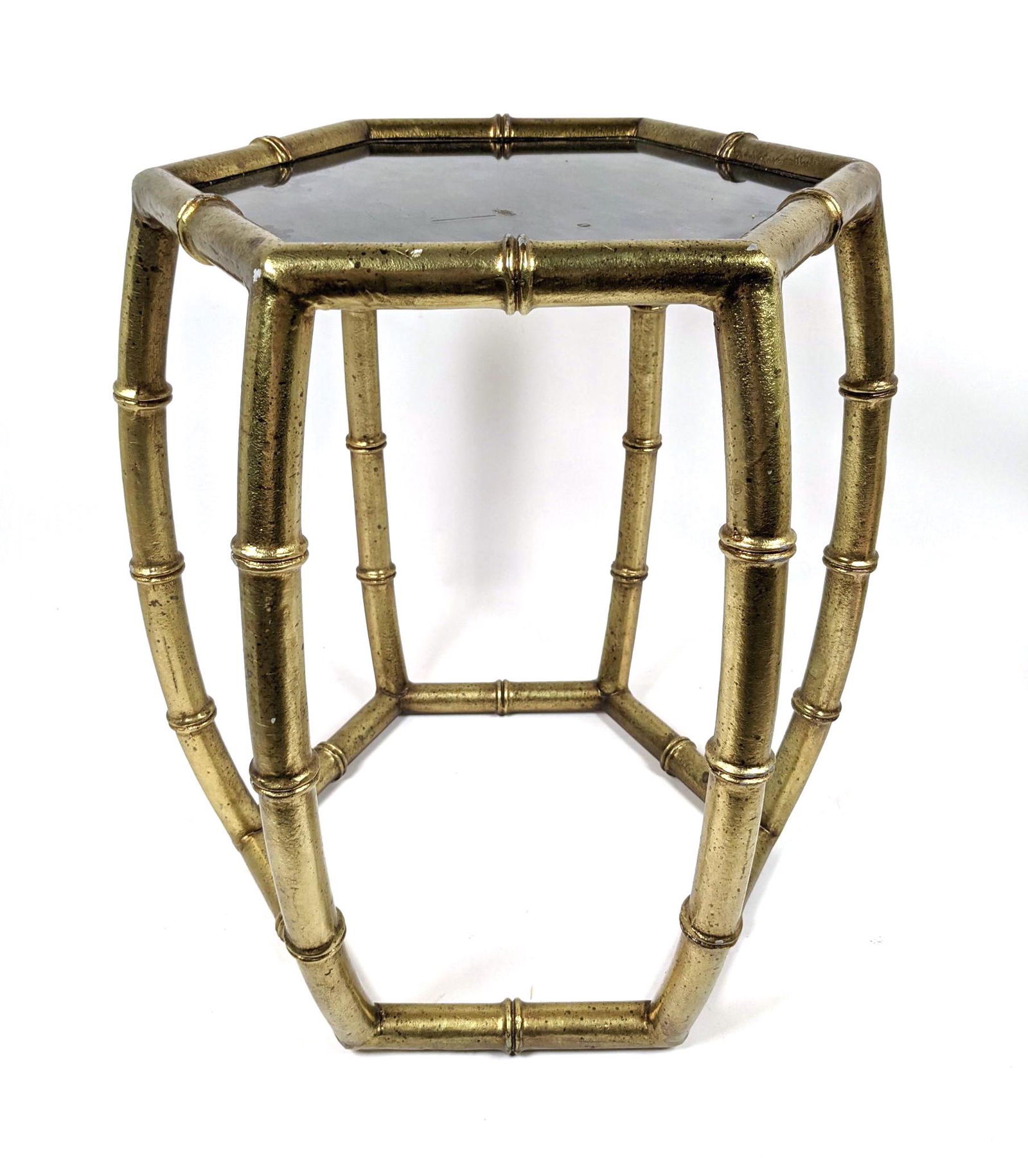 Brass Tone Faux Bamboo Side Table. (1 of 10)