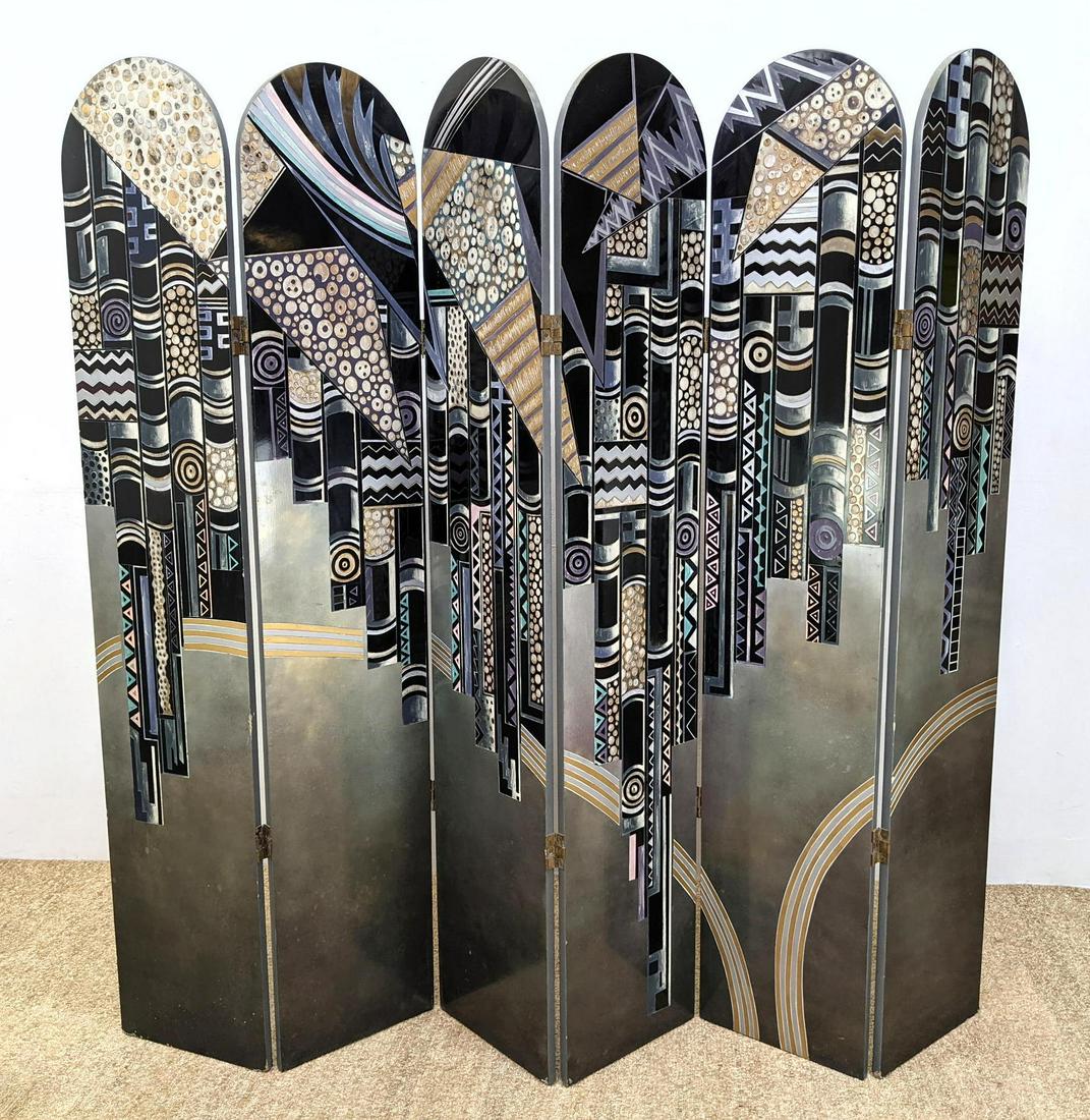 Six Panel Art Deco style Folding Screen Room Divider. D (1 of 18)