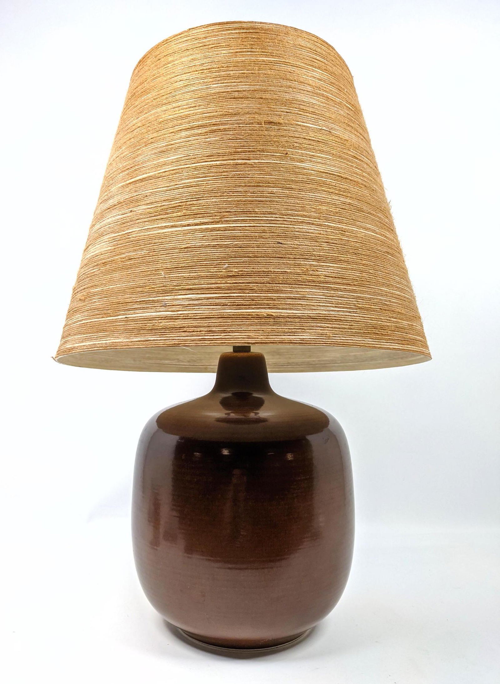 GUNNAR LOTTE BOSTLUND Table Lamp. Brown High Glazed Pot (1 of 10)