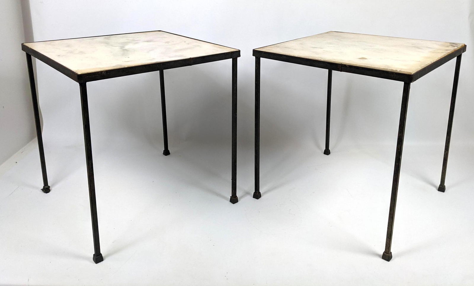 Pair small Iron and Marble Side Tables. (1 of 10)