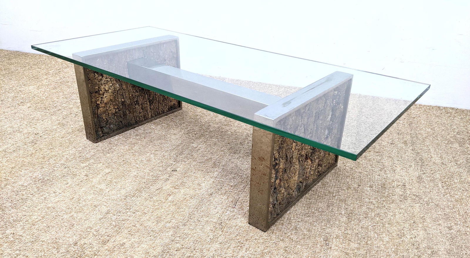 Modernist Glass Top Coffee Table. Natural Cork Sides in (1 of 11)