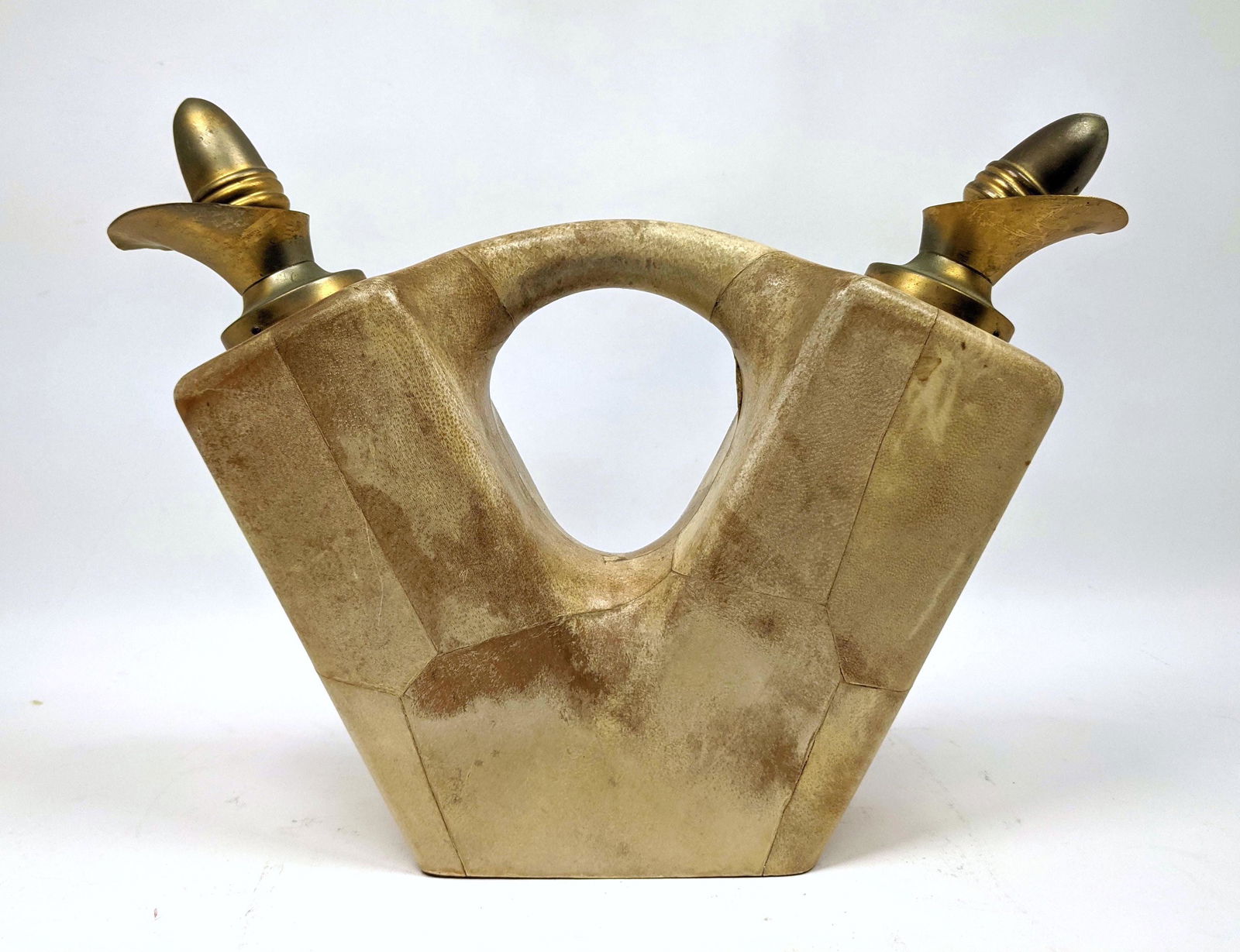 ALDO TURA Lacquered Goatskin Double Spout Pitcher. Lacq (1 of 13)