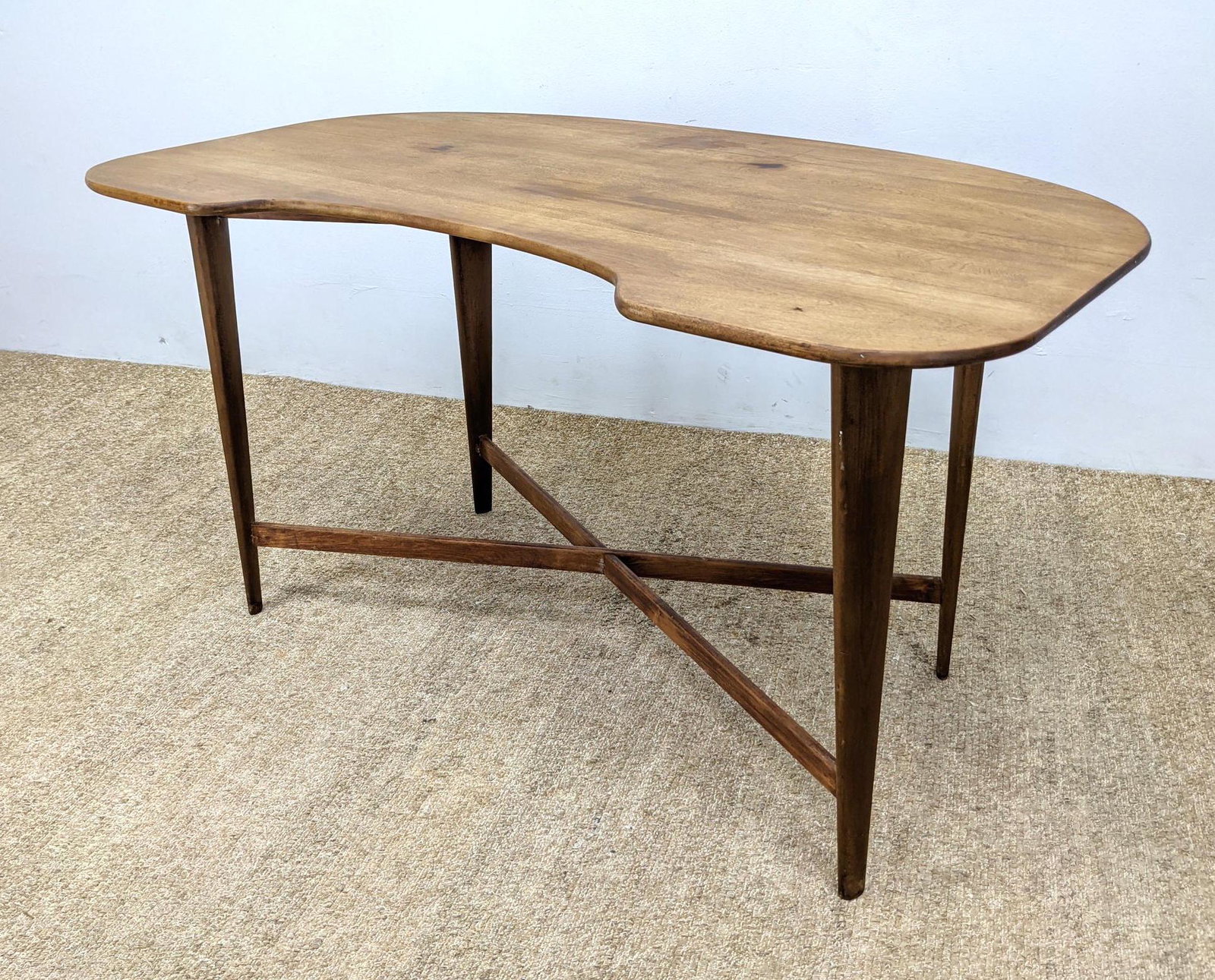 Artisan Woodworker Desk Table. Shaped Top on Elegant ta (1 of 8)