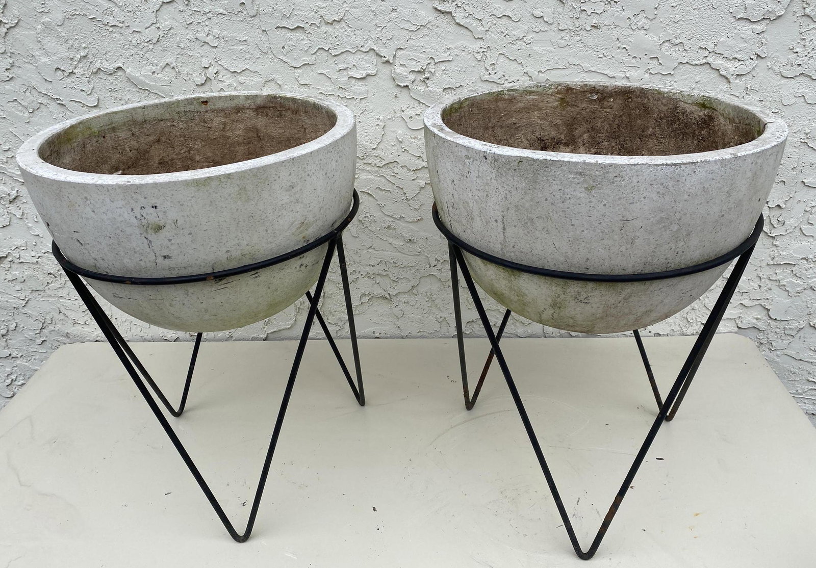 Pr WILLY GUHL Style Bowl Form Planters. Architectural P (1 of 8)