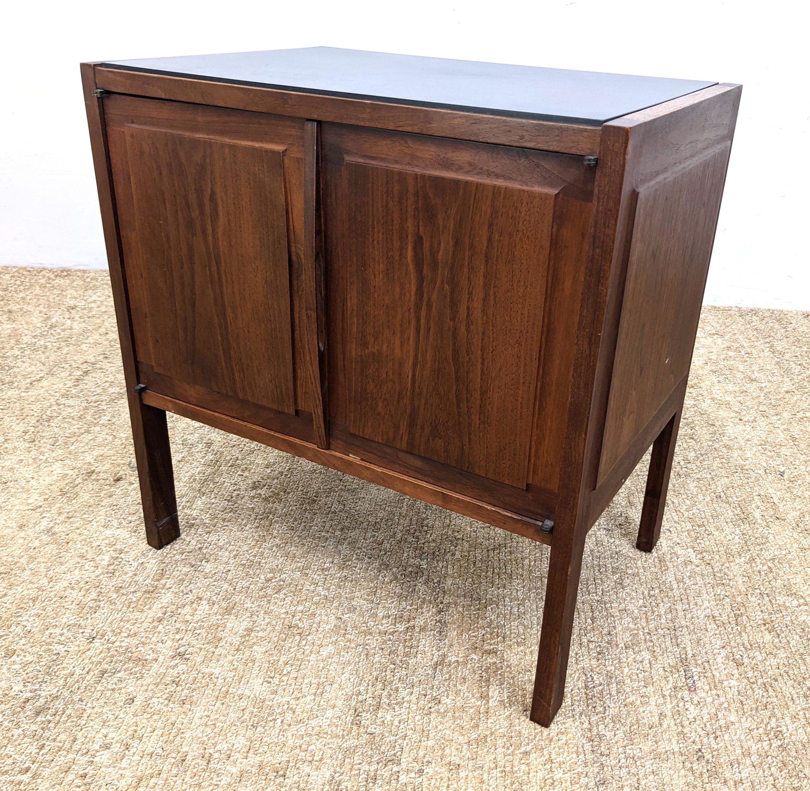 American Modern Walnut  Side Table Cabinet. Paneled Doo (1 of 11)