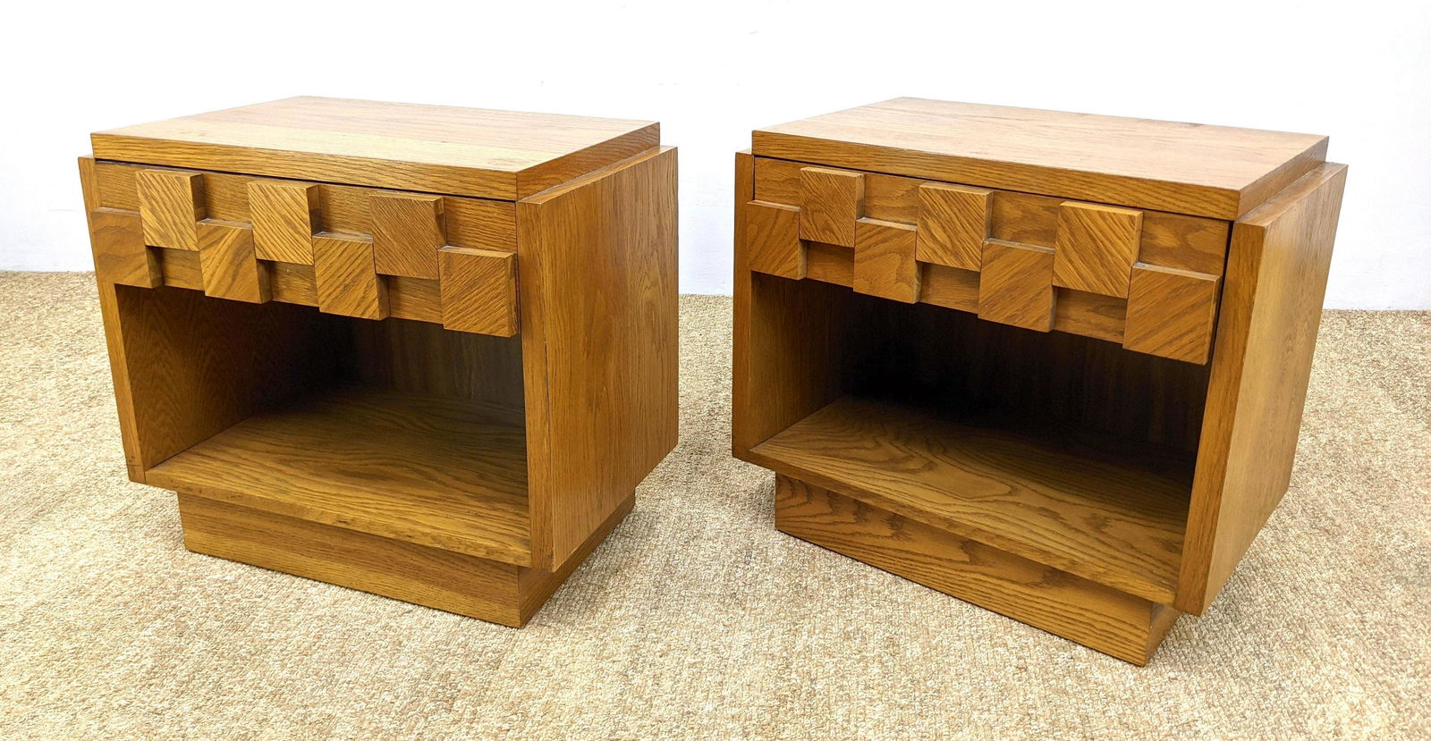 Pr LANE Modernist Sculptural Front Night Stands. Sculpt (1 of 13)