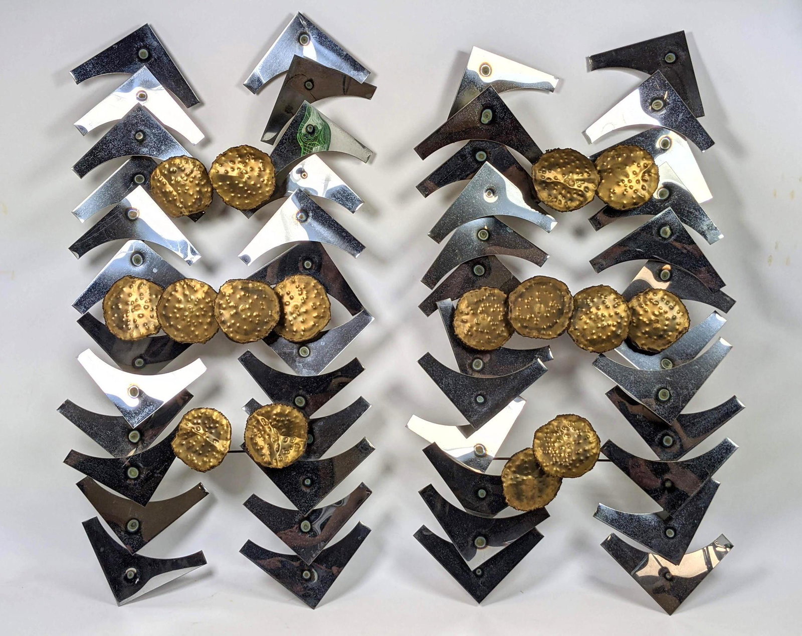 Pair Brutalist Metal Wall Sculptures. (1 of 10)