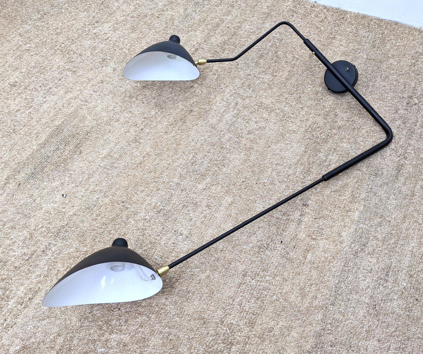 Serge Mouille style Wall Mounted Double Arm Light. Blac (1 of 9)