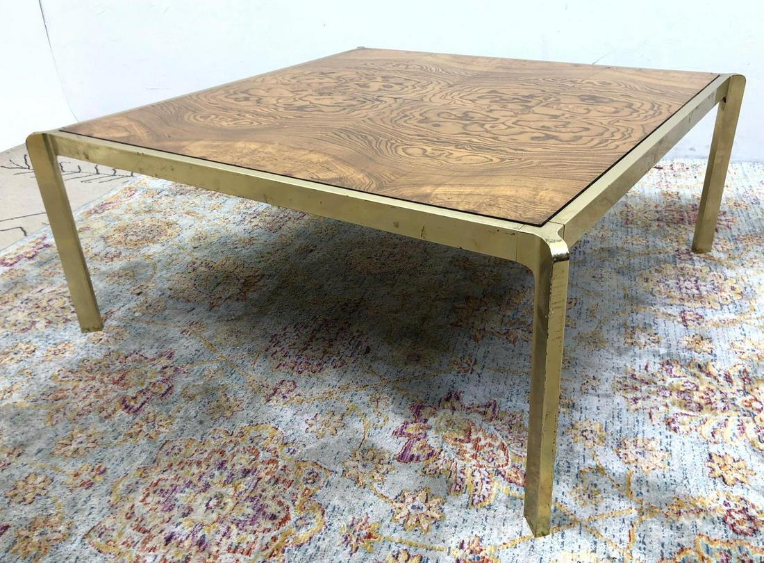 Large Decorator Coffee Cocktail Table. Burl Wood Top In (1 of 10)