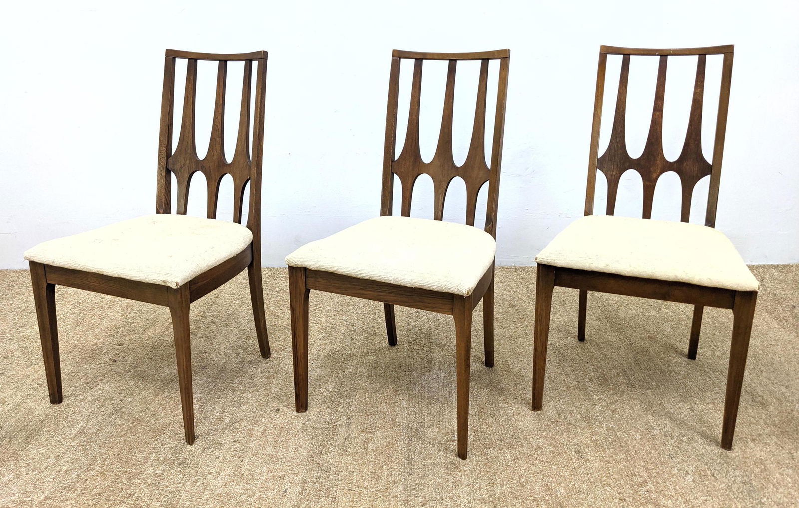 Set 3 LENOIR Tall Back Dining Chairs. Fabric seats.: Set 3 LENOIR Tall Back Dining Chairs. Fabric seats. -- Dimensions: H: 33 inches: W: 20 inches: D: 22 inches ---