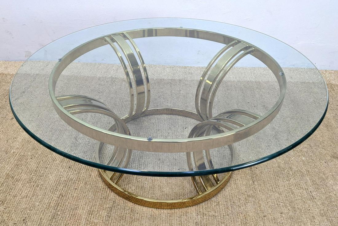 Mid Century Modern Glass Top Coffee Table.  Gold Tone M (1 of 9)