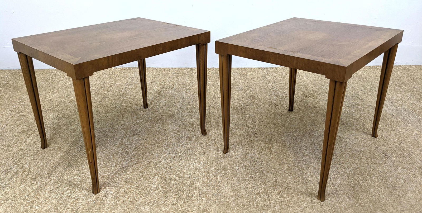 Pr BAKER Banded Side End Tables. Elegant tapered legs. (1 of 8)