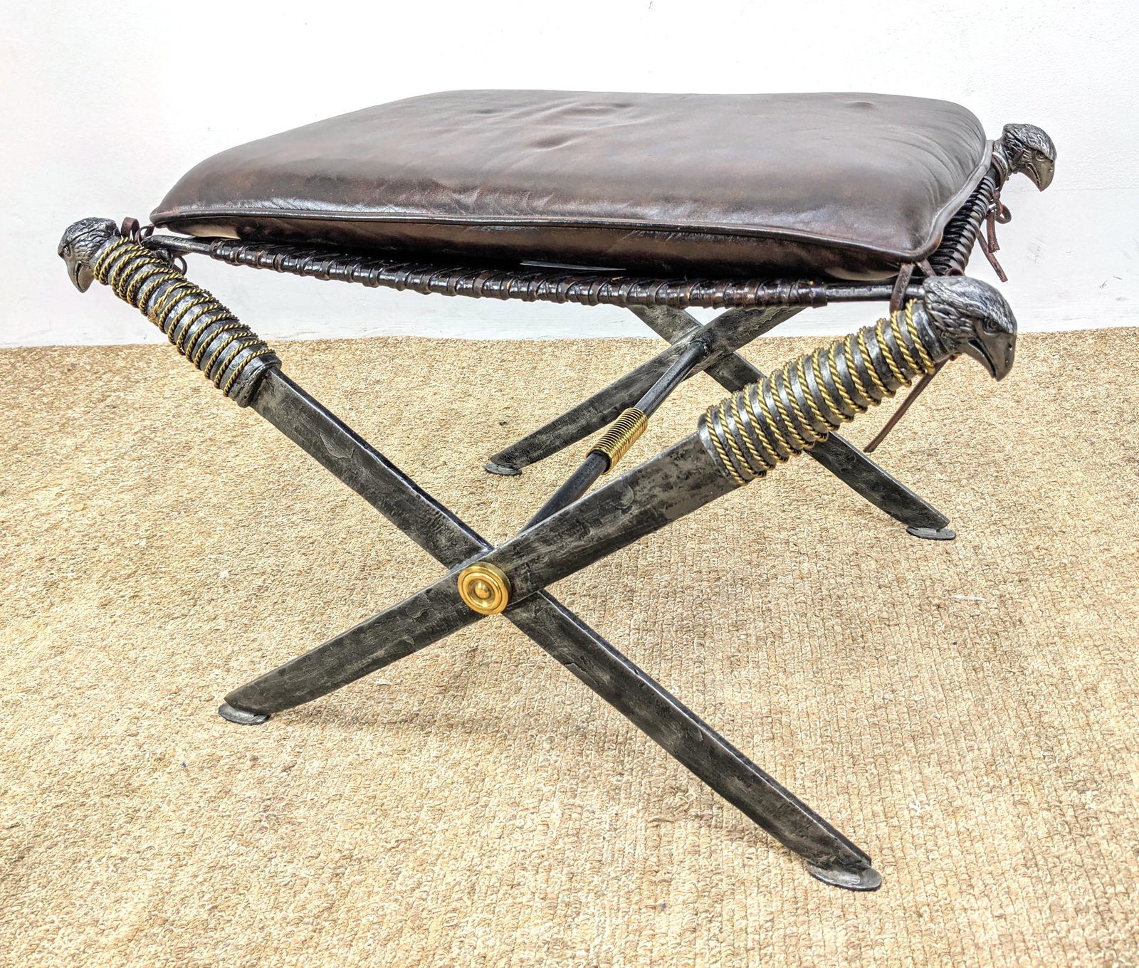 Decorator Maitland Smith Bench Stool.  Roman Sword form (1 of 9)