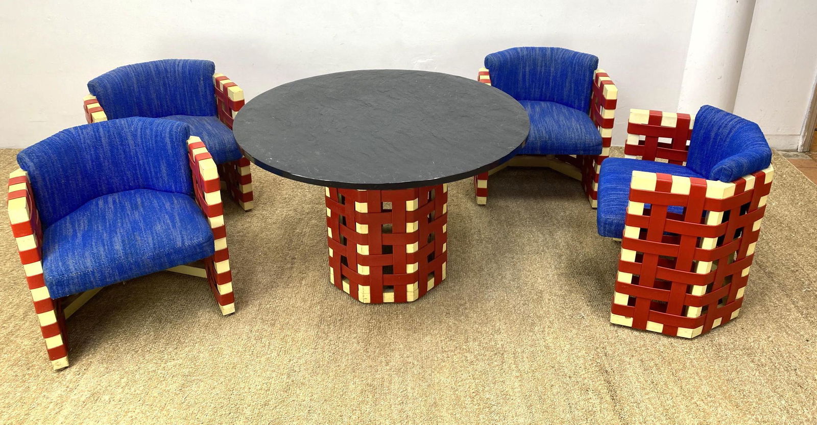 De Stijl Style Dining Set. 5pc Red, Cream and Blue Dini (1 of 11)