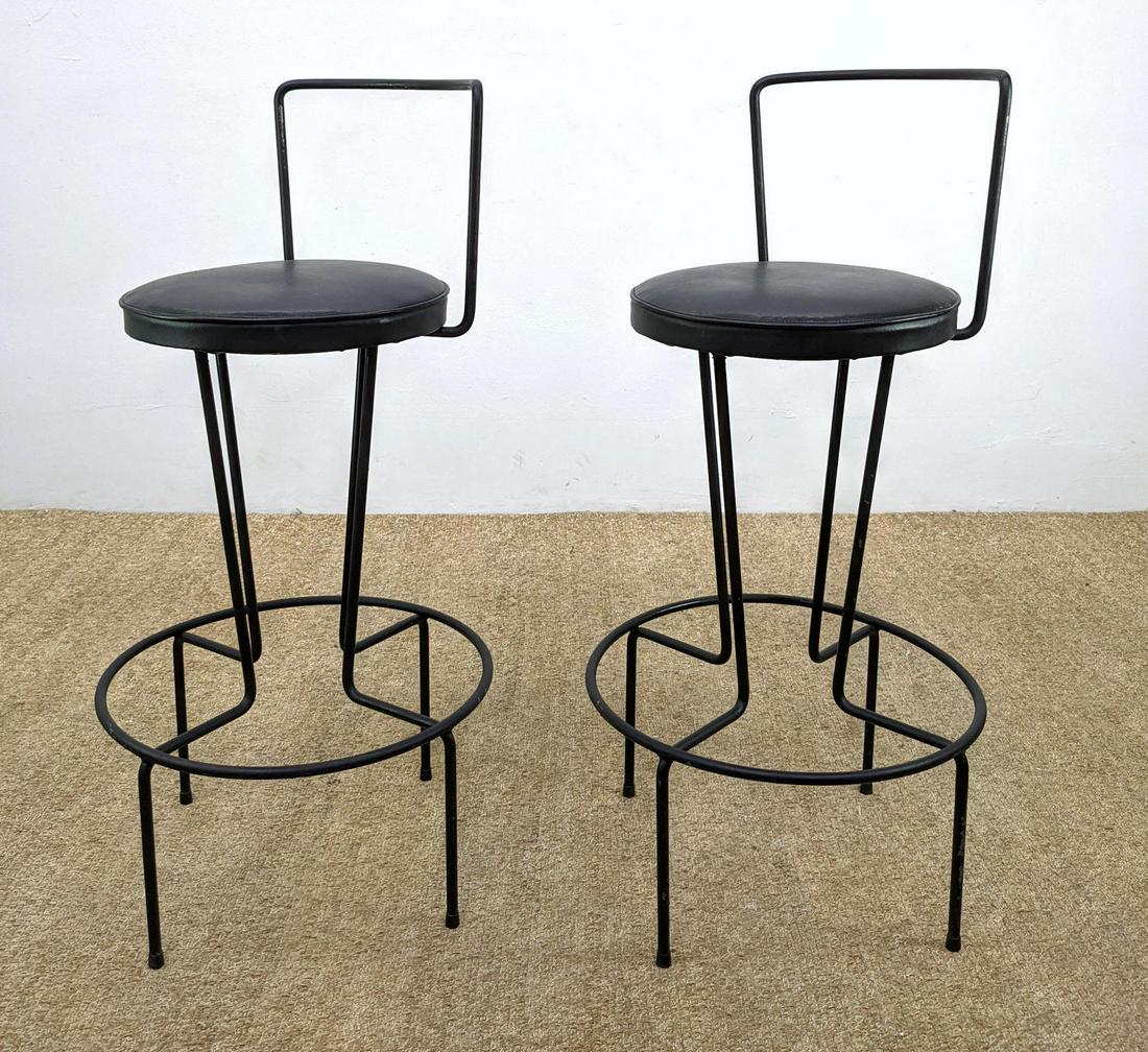 Pr Frederick Weinberg style Iron Bar Stools. Modernist (1 of 11)