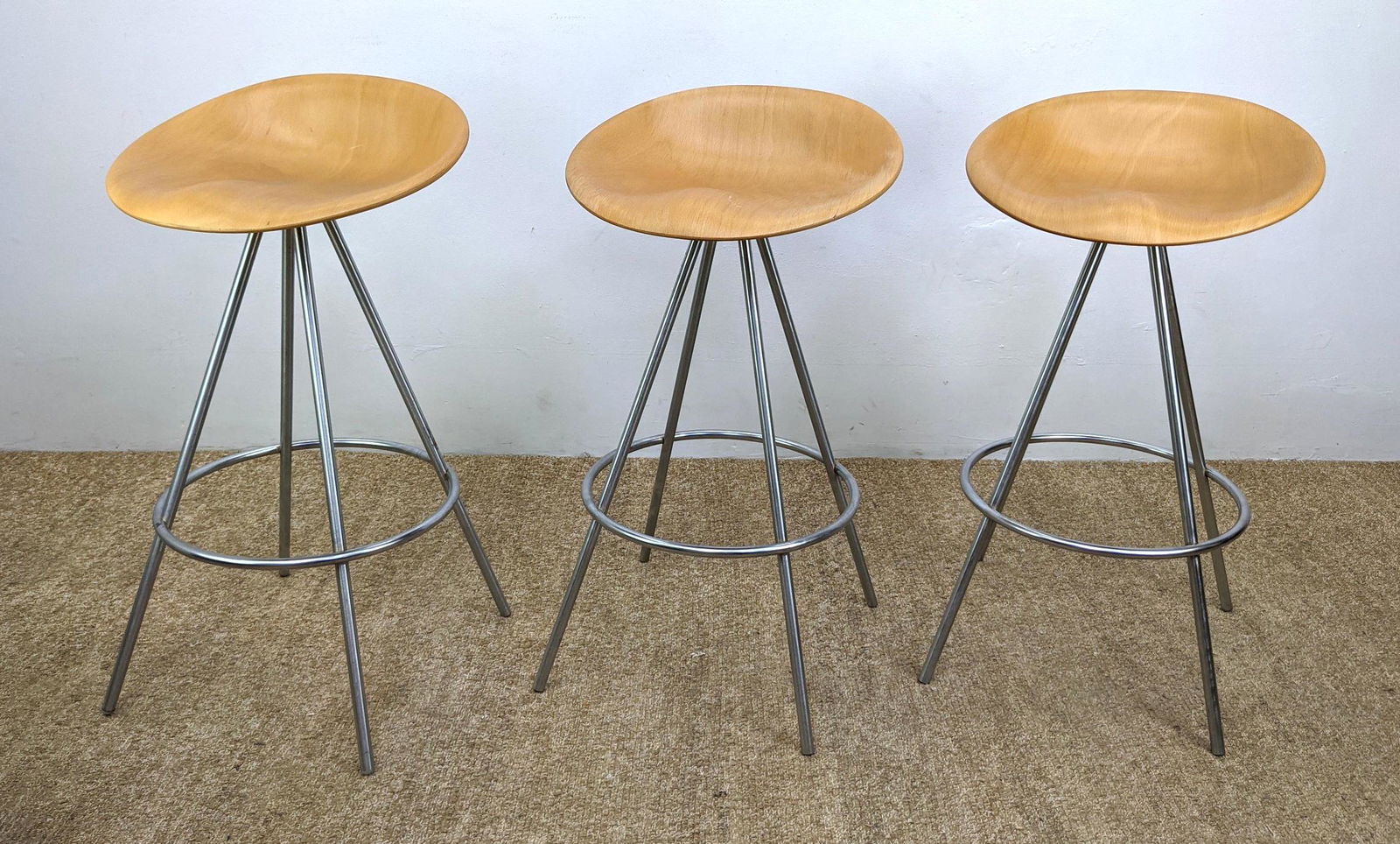 Set 3 ALLERMUIR Barstools.  Wood and Chrome Bar Stools. (1 of 12)