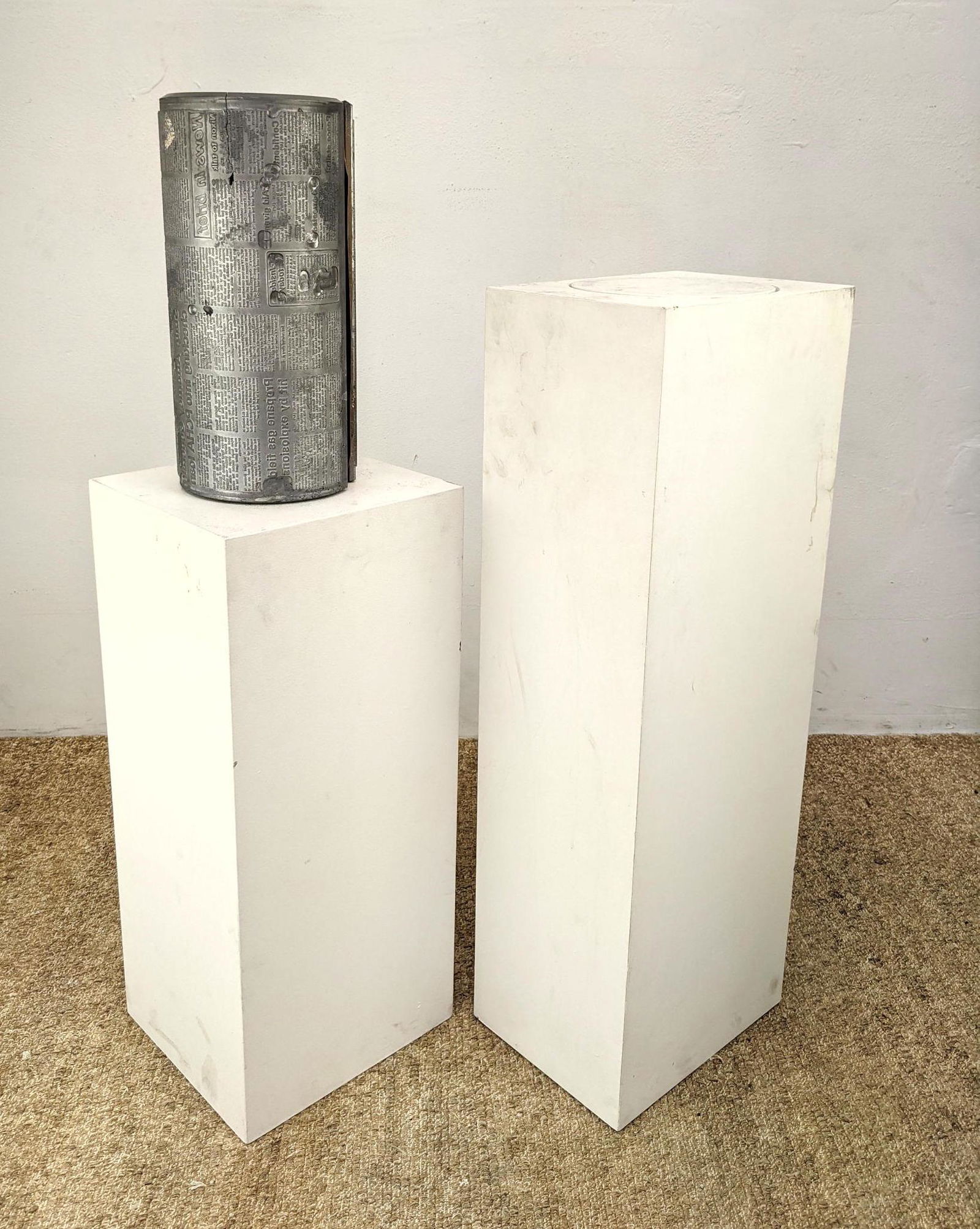 Two Painted White Pedestal. 1 With revolving panel that (1 of 15)