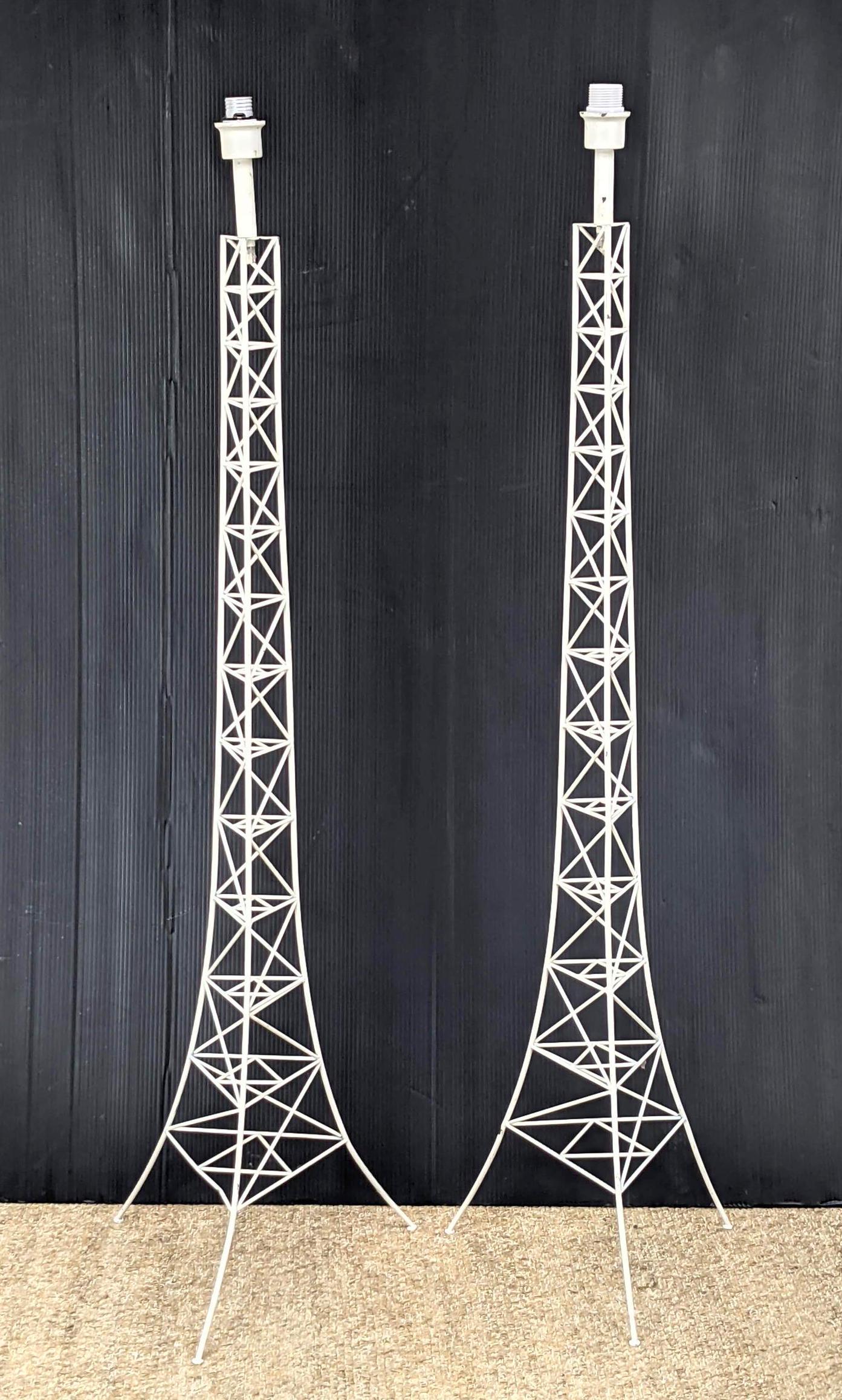Pair Painted white Eiffel Tower Floor Lamps. (1 of 11)