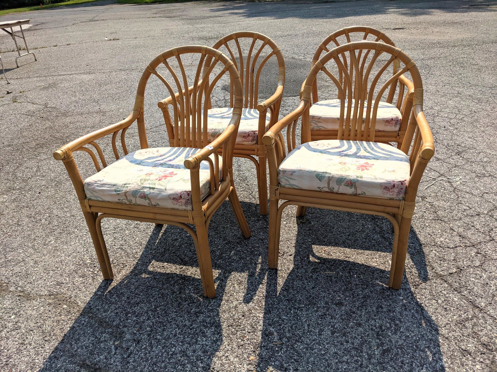 Set 4 BROWN JORDAN Rattan  Dining Arm Chairs. Arched ba (1 of 15)