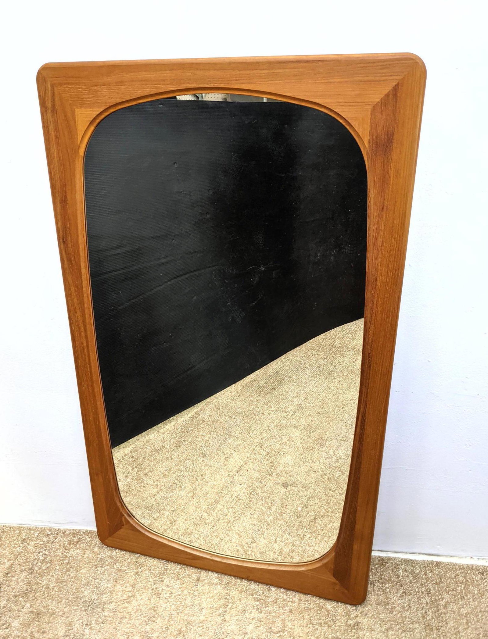 Danish Modern FAKSE Teak Framed Wall Mirror. Marked (1 of 10)
