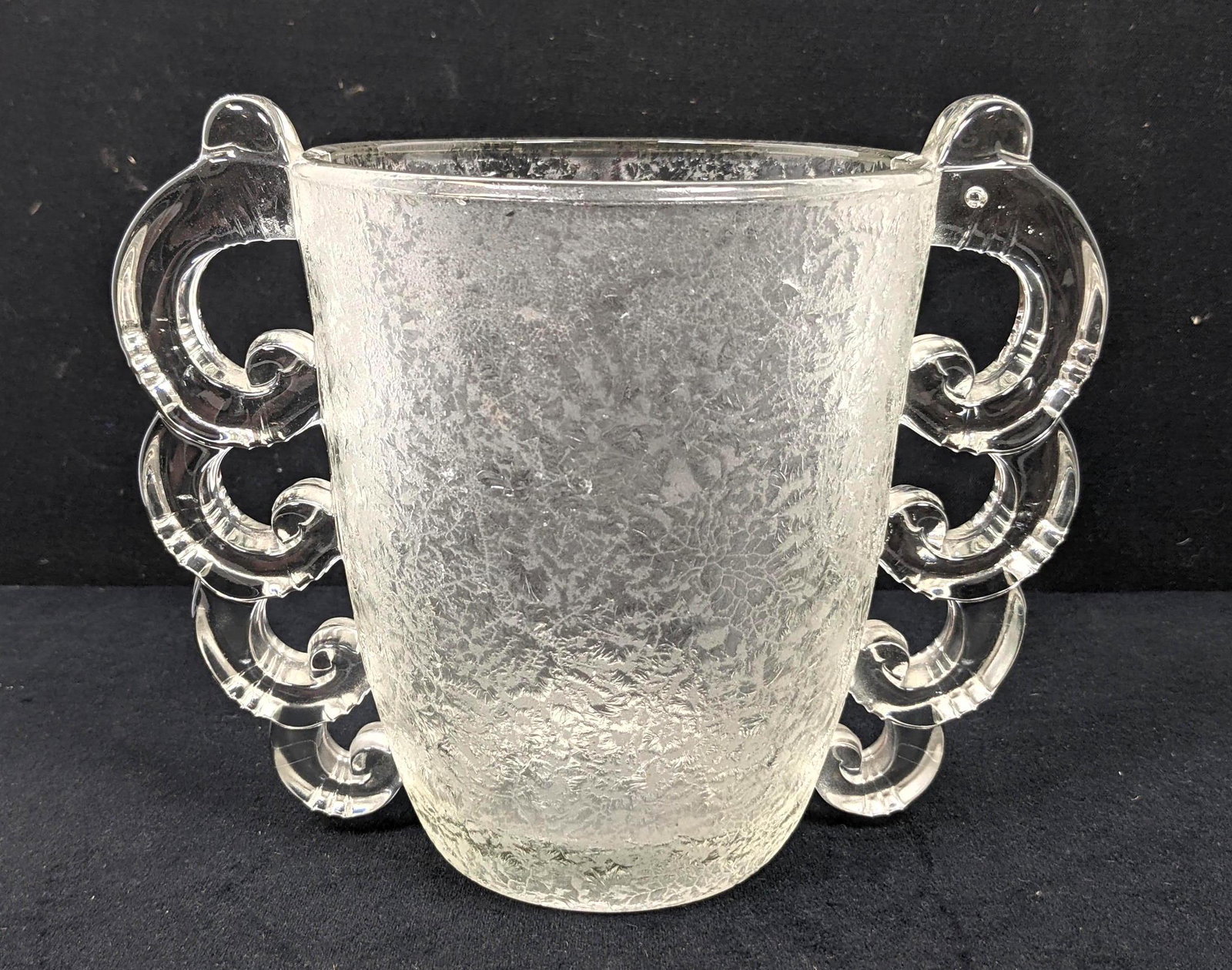 French style Frosted Crystal Handled Vase. Graduating L (1 of 9)