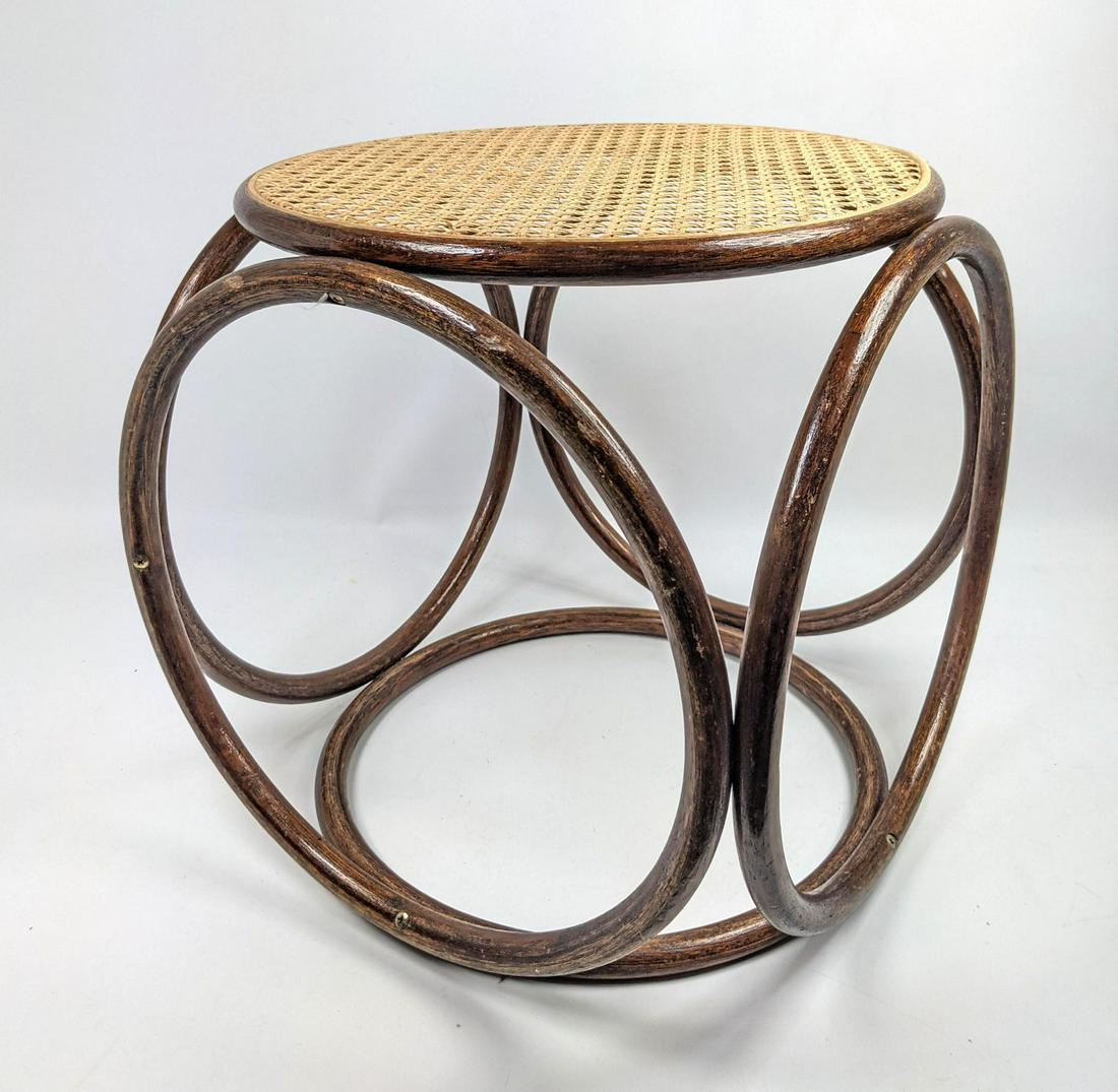 Bentwood and Cane Ottoman Footstool. Bent Wood Frame. (1 of 8)
