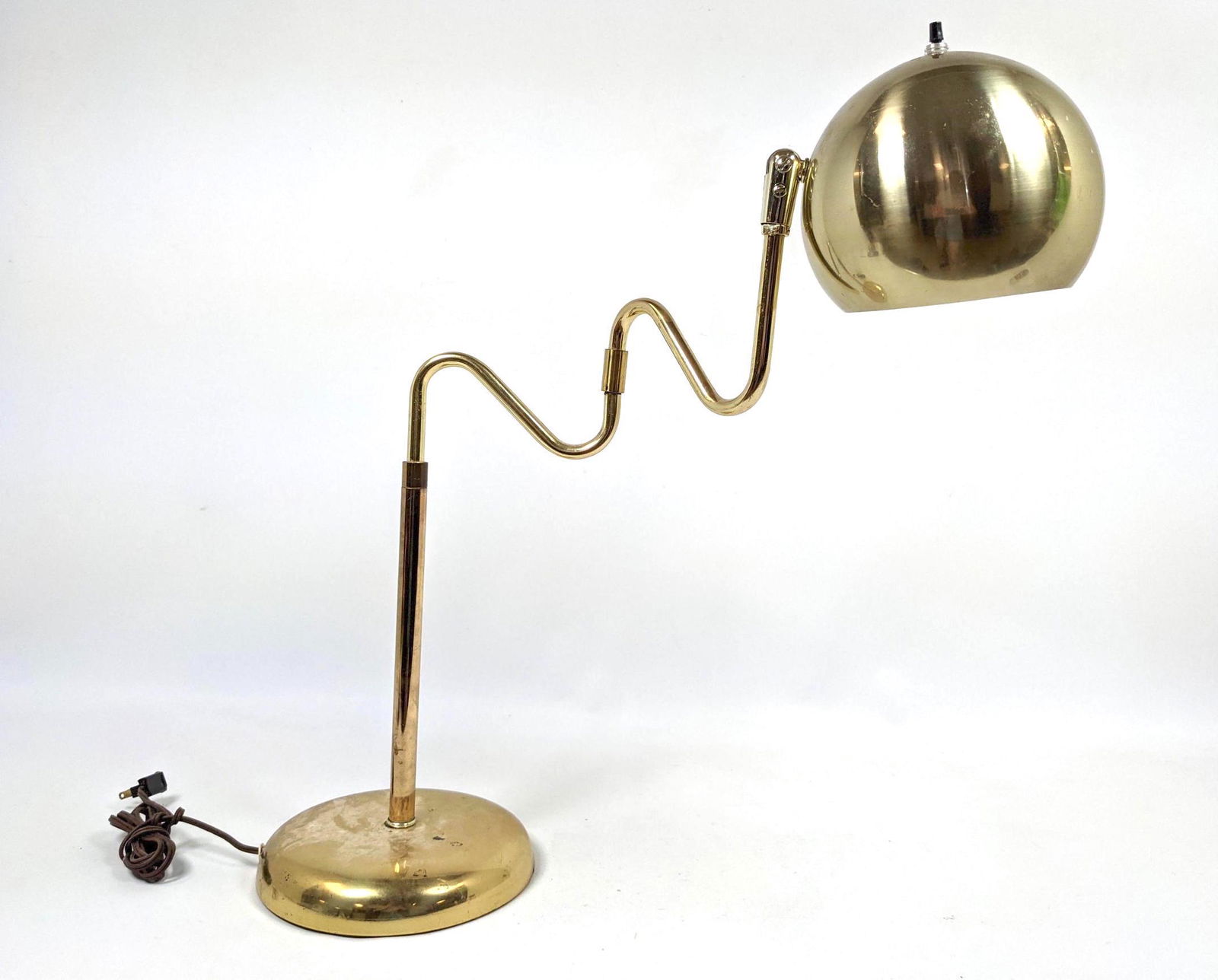 Gold Tone Ball Shade Table Desk Lamp. Modernist. Kineti (1 of 10)