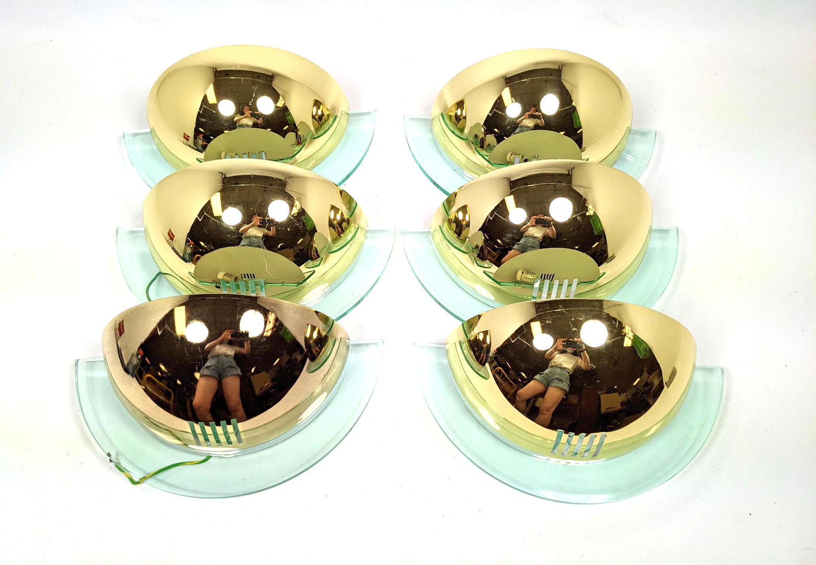 Set 5 Brass and Acrylic Wall Sconces. Lights. (1 of 13)