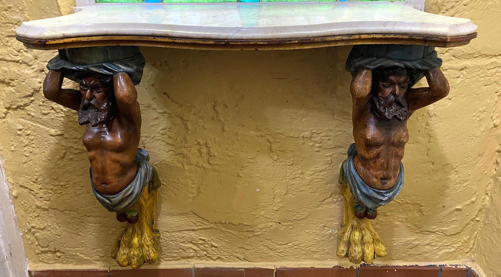 Figural Marble top Wall table. (1 of 13)