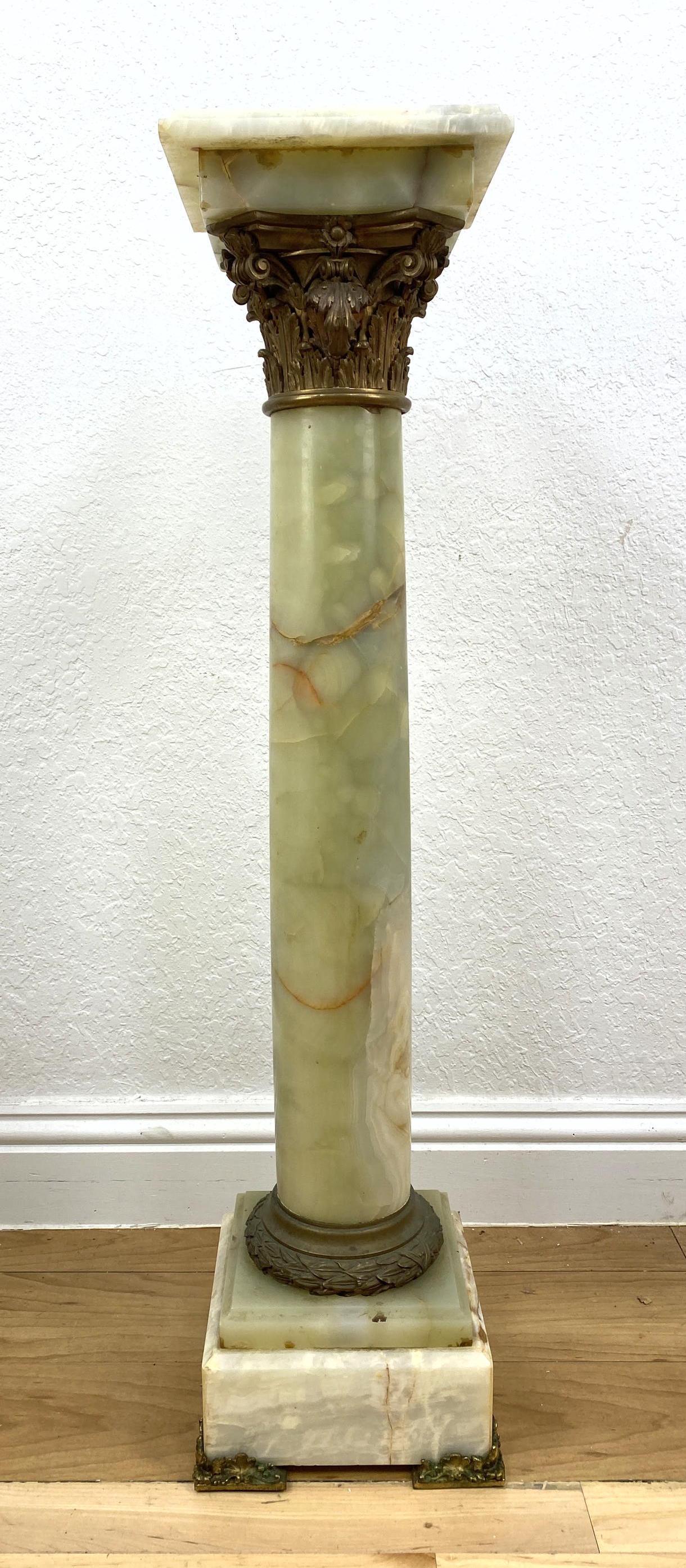 Antique Onyx and Bronze Pedestal Display Stand. Bronze (1 of 20)